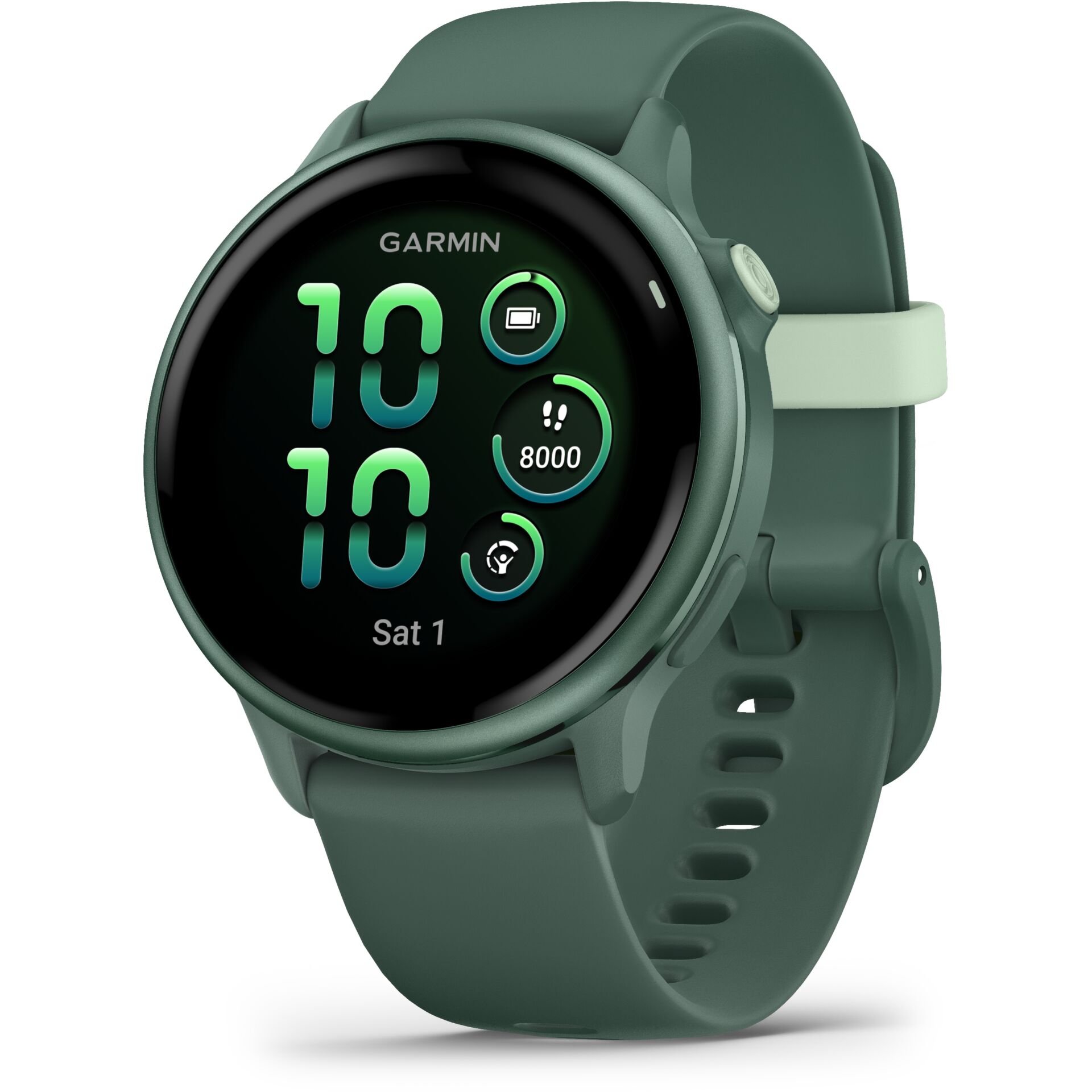 Smartwatch, Garmin, Grün, Siliconearmband, Runder Bildschirm