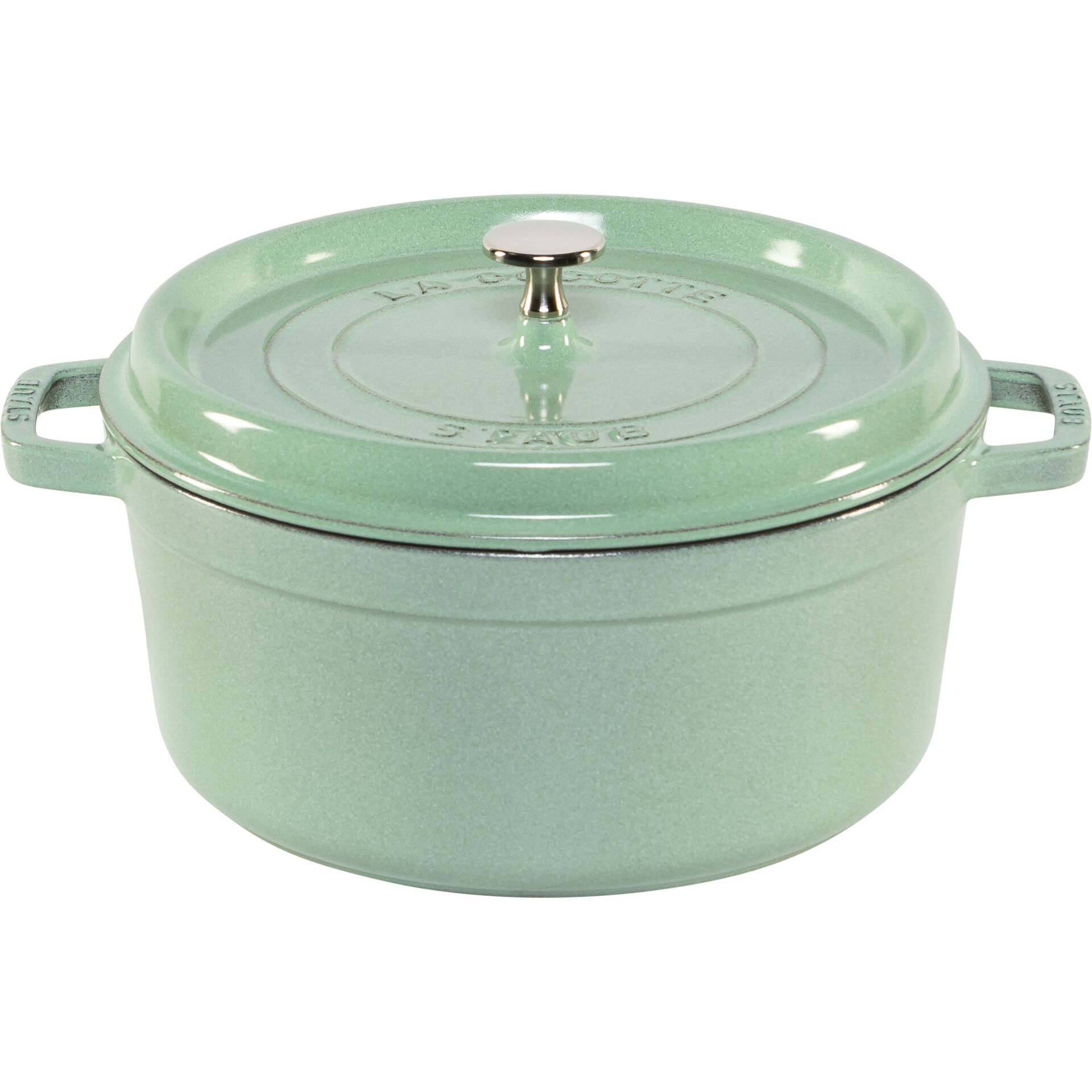 Dutch Oven, Gusseisen?, Emaille, Grün, Deckelknopf