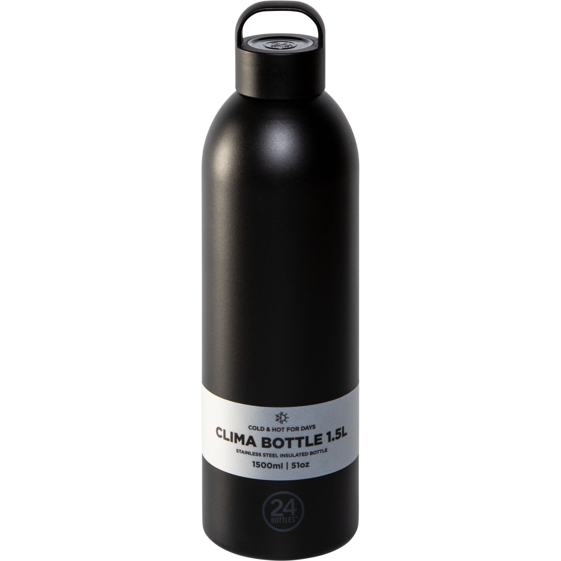 Wasserflasche, Edelstahl, Schwarz, Isoliert, 1,5 L