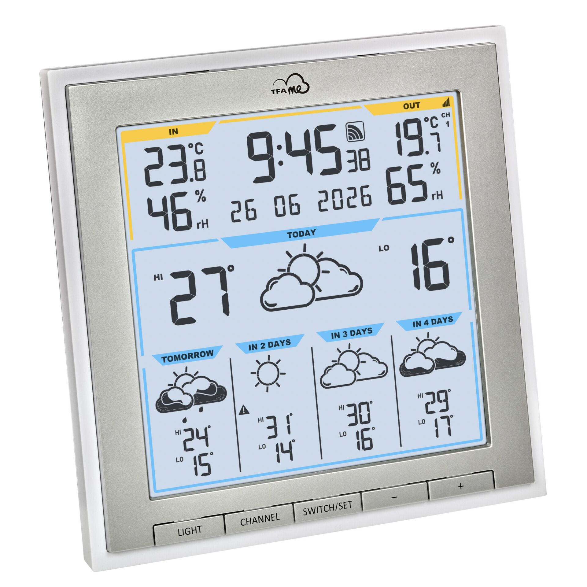 Wetterstation, Digitale Anzeige, Thermometer, Feuchtigkeitsmessgerät, Wettervorhersage