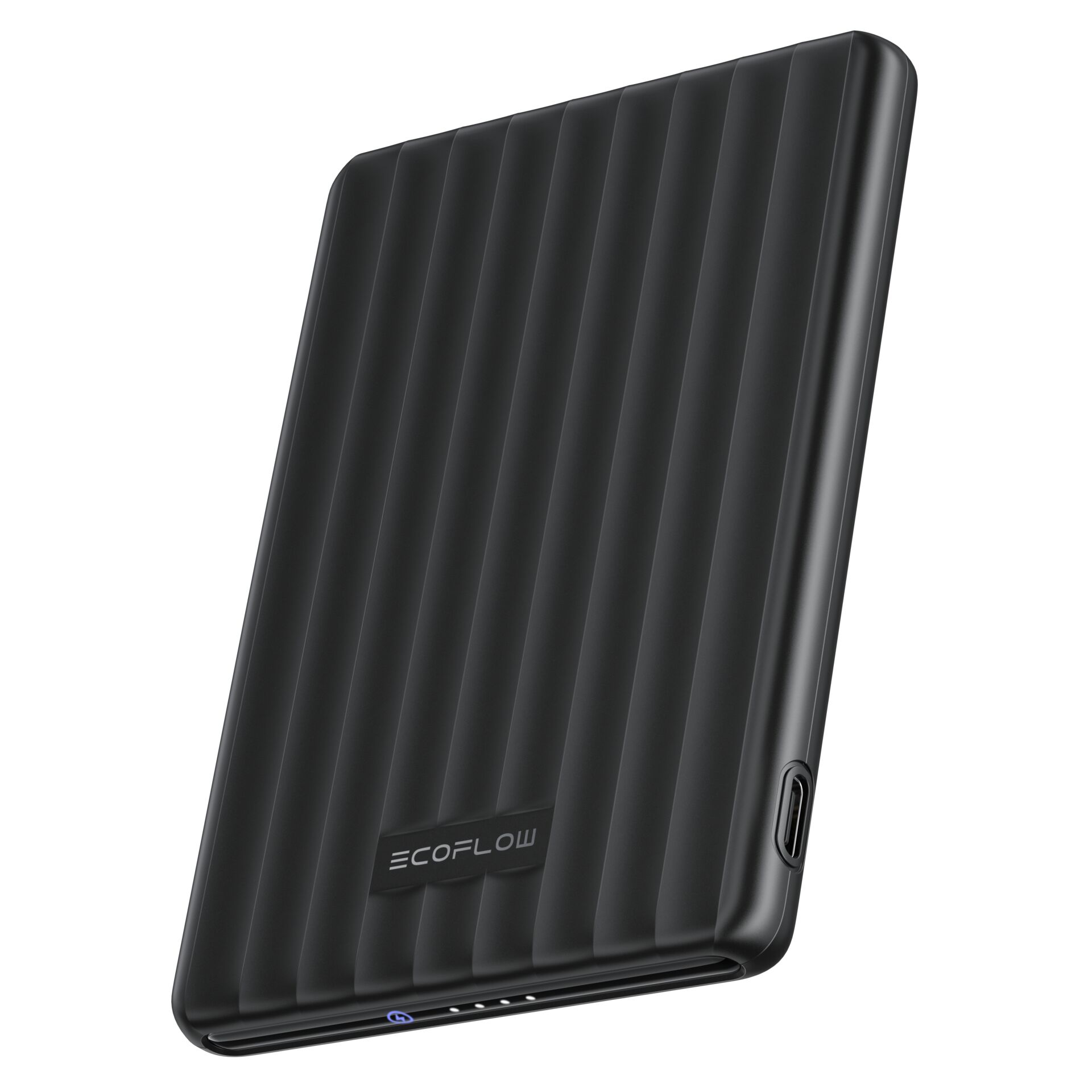 tragbarer Akku, Powerbank, USB-C, schwarz, geripptes Gehäuse