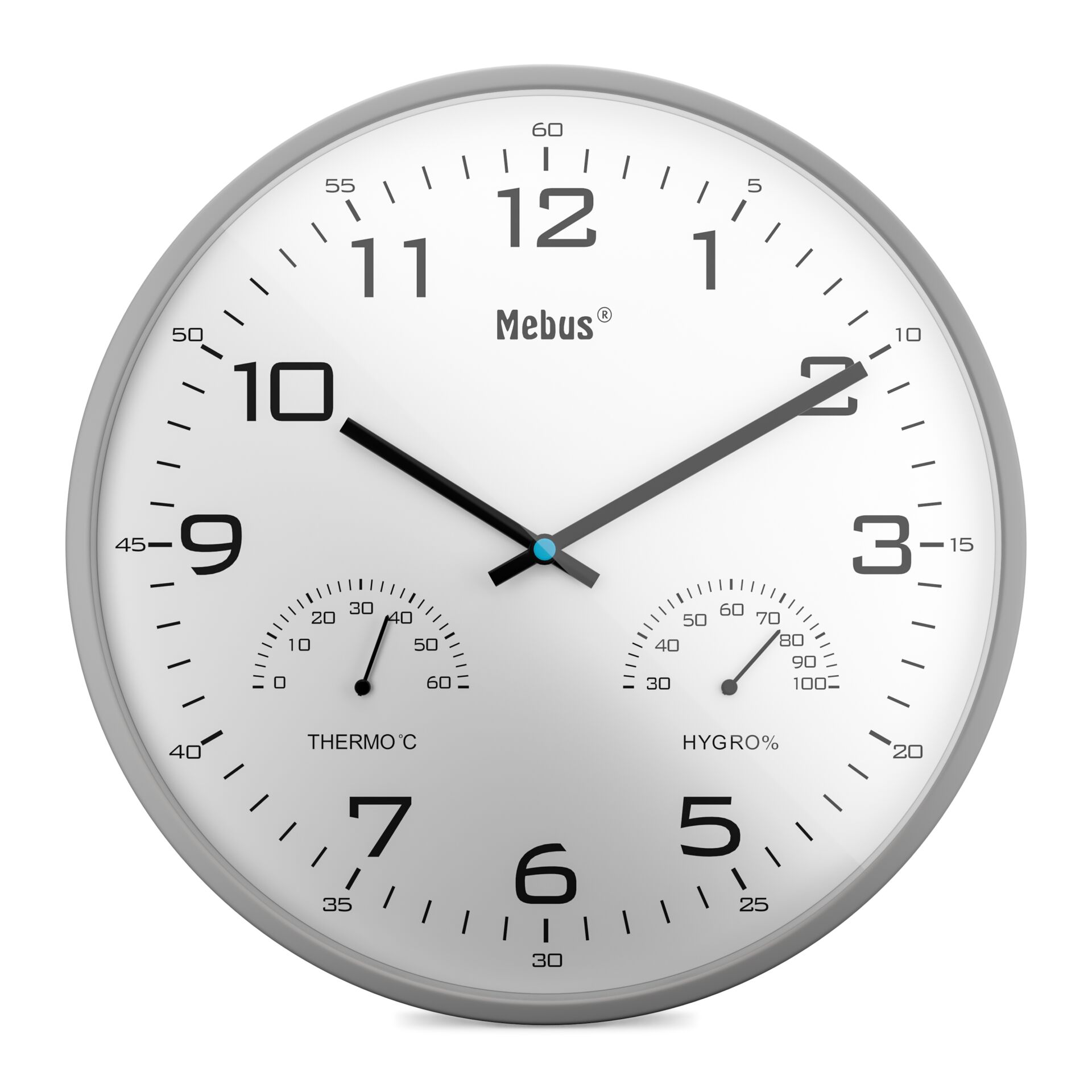 Uhr, Wanduhr, Quartz, Analoger Ziffernblatt, Thermo/Hygro Anzeige