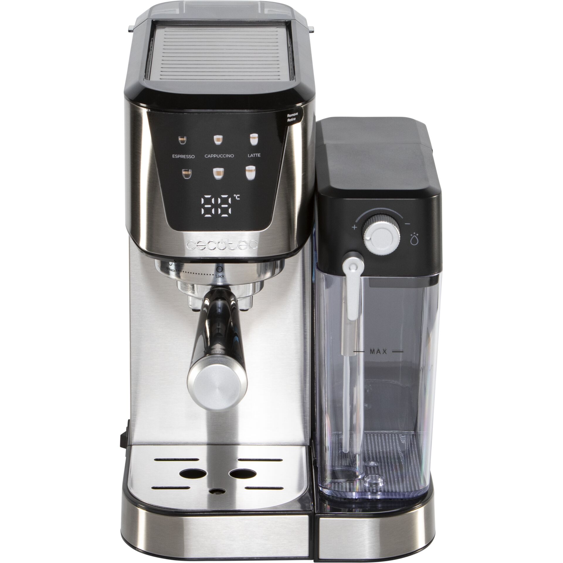 Espresso-Maschine, Kaffeemaschine, Milchaufschäumer, Edelstahl, Kaffeezubereitung