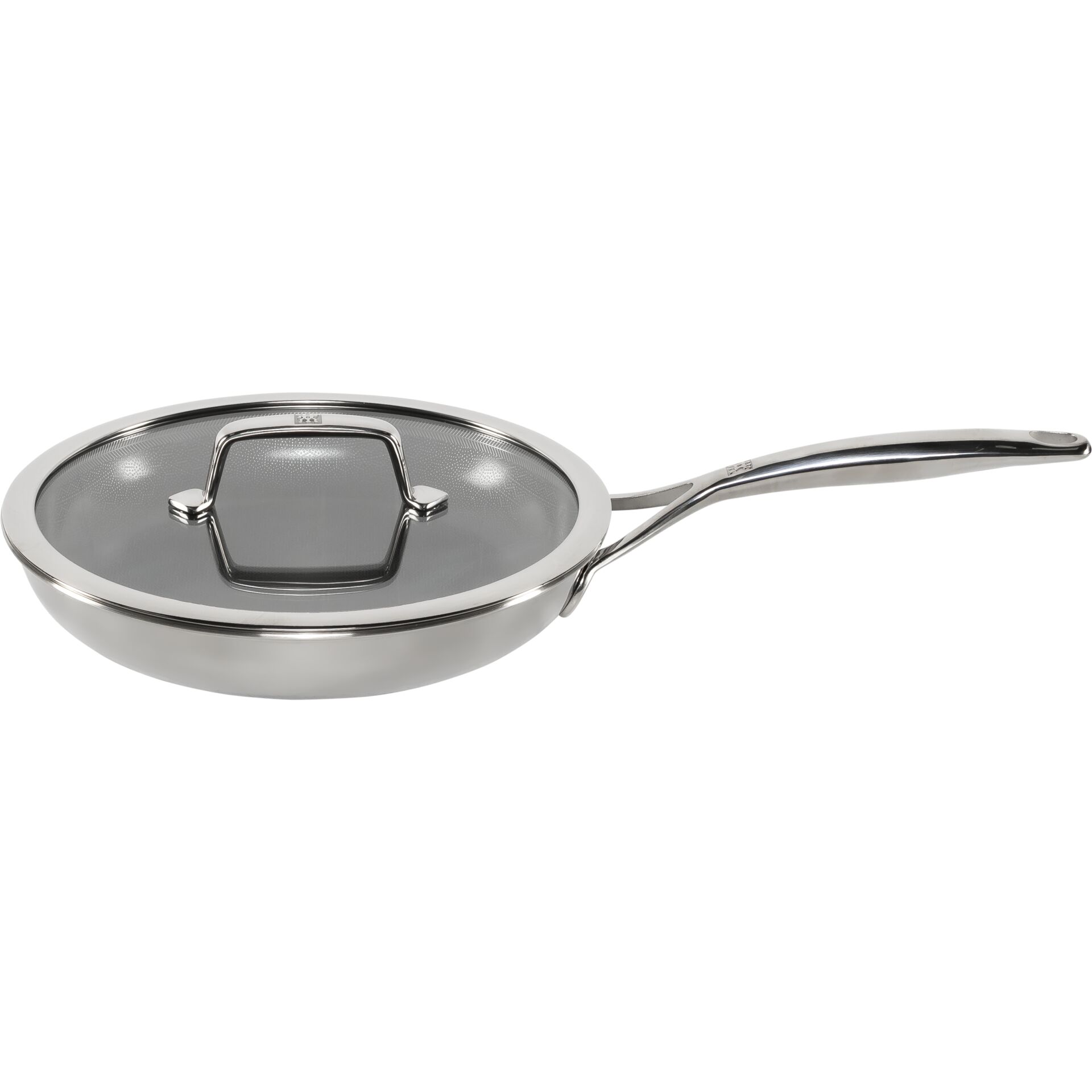 Pfanne, Bratpfanne, Stielpfanne, Edelstahl, Glasdeckel