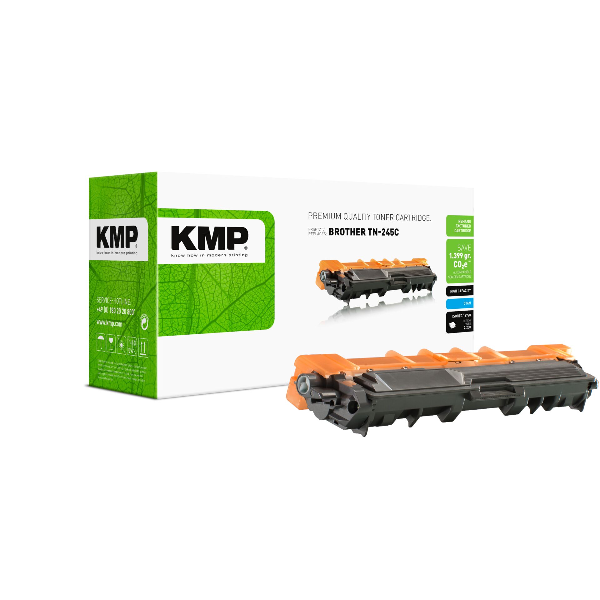 Toner Kartusche, Toner-Patronen, Kompatibel Brother TN-245C, Grau/Orange Toner, KMP Tonerbox
