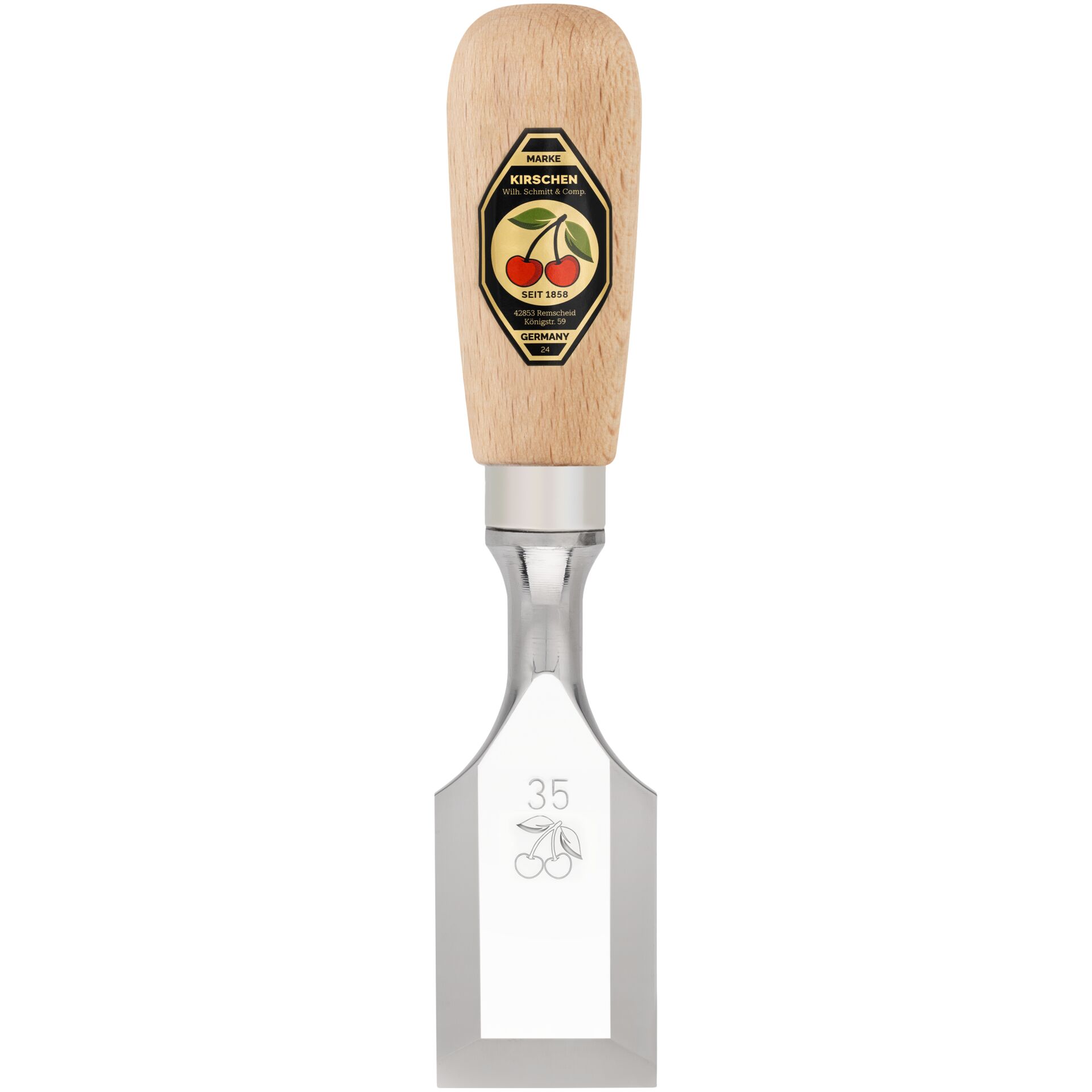 Axt, Kirschenlogo, Holzgriff, Edelstahl, 35 cm