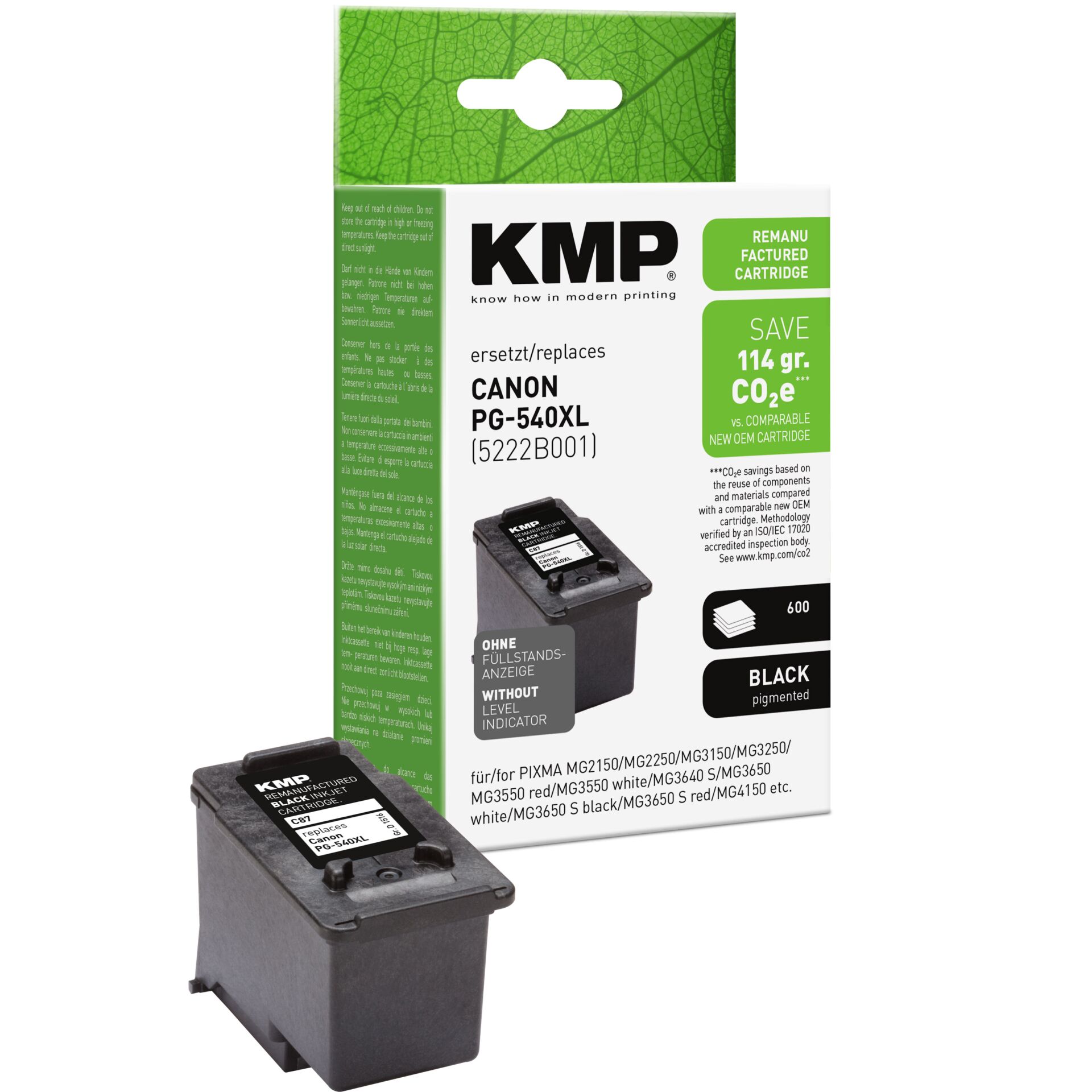 Adapter, Elektronik, Computer-Ausrüstung, QR Code, Visitenkarte, Tintenpatrone, Druckerpatrone, Canon PG-540XL, Schwarzpigment, KMP Nachbau