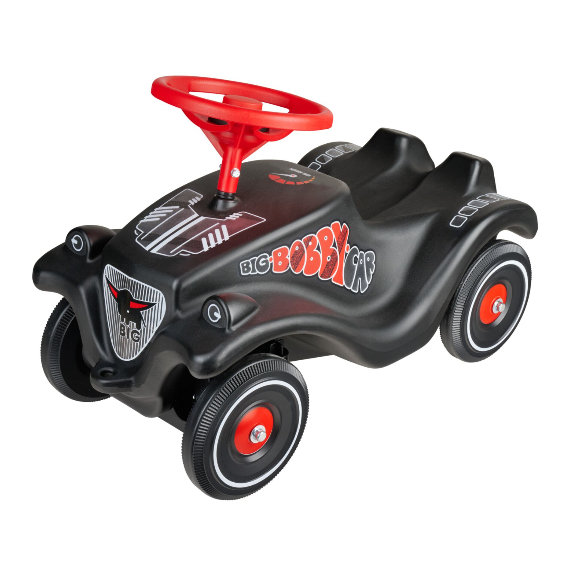 Rutschauto, Kinderfahrzeug, Bobby Car, Schwarz, Roter Lenkrad