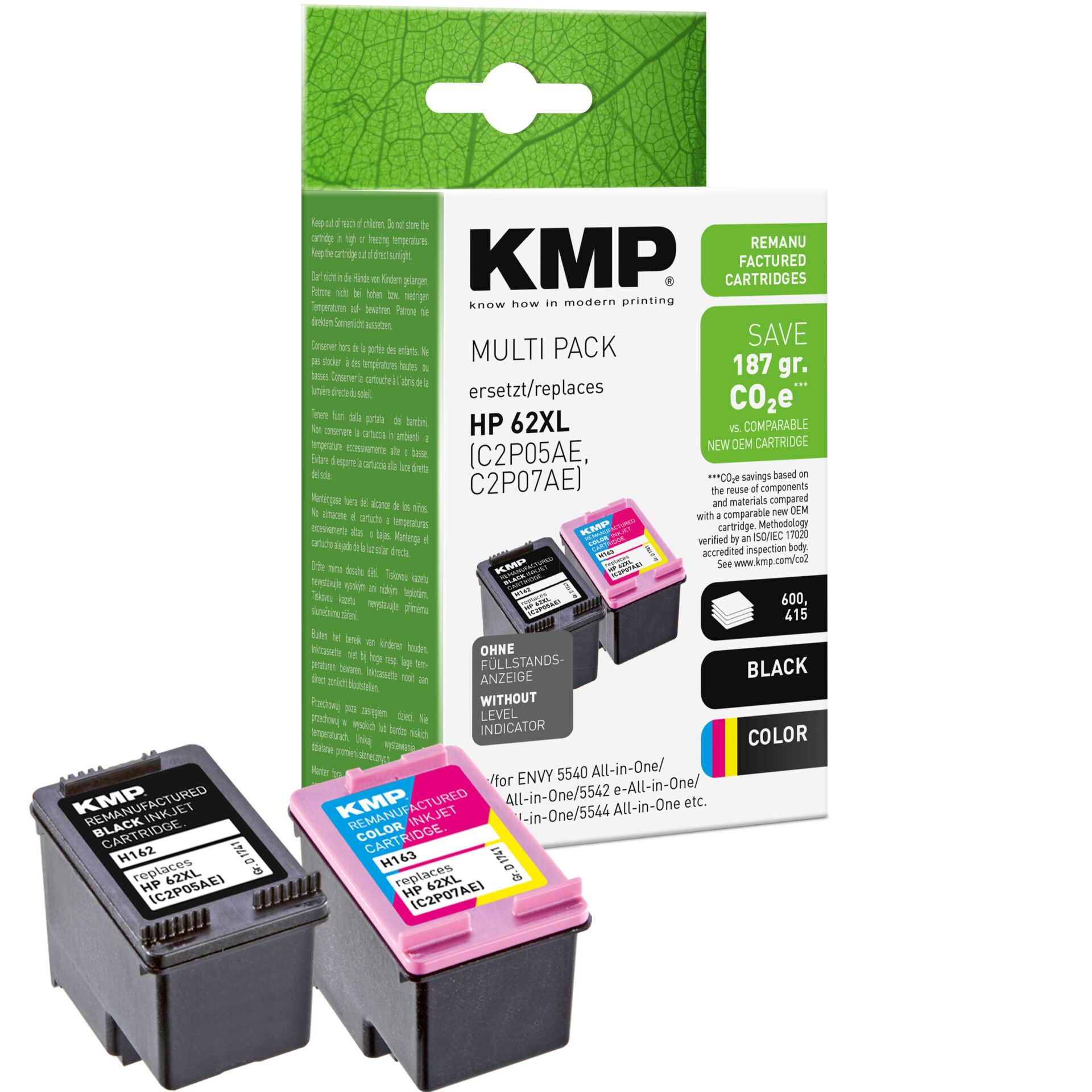 Adapter, Elektronik, Computer-Ausrüstung, Computerausrüstung, QR-Code, Tintenpatronen, Druckertinte, KMP, HP 62/2XL kompatible, Mehrfachpack