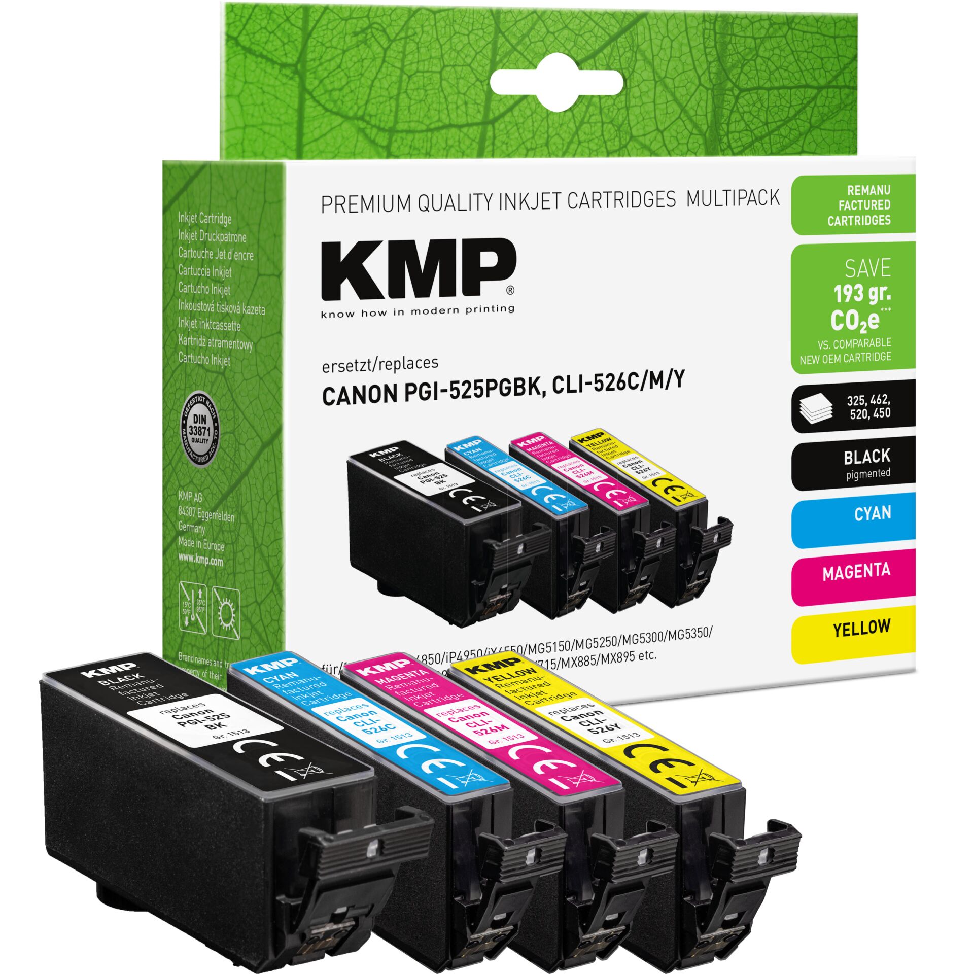 KMP Tintenpatronen, Lasertinte?, Tintenpatronen CMYK, Canon PGI-Serie, Multipack Kartuschen