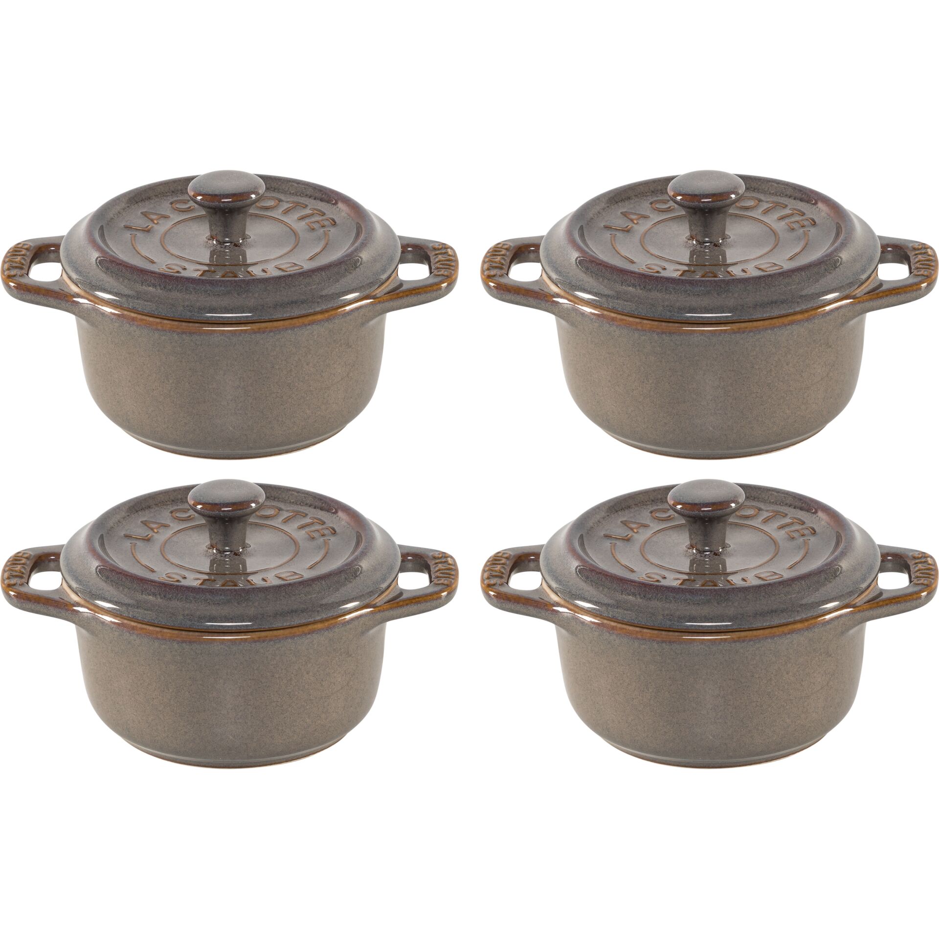 Kasserolle, Kasserollen-Set, Steingut, Töpferware, Gusseisenoptik