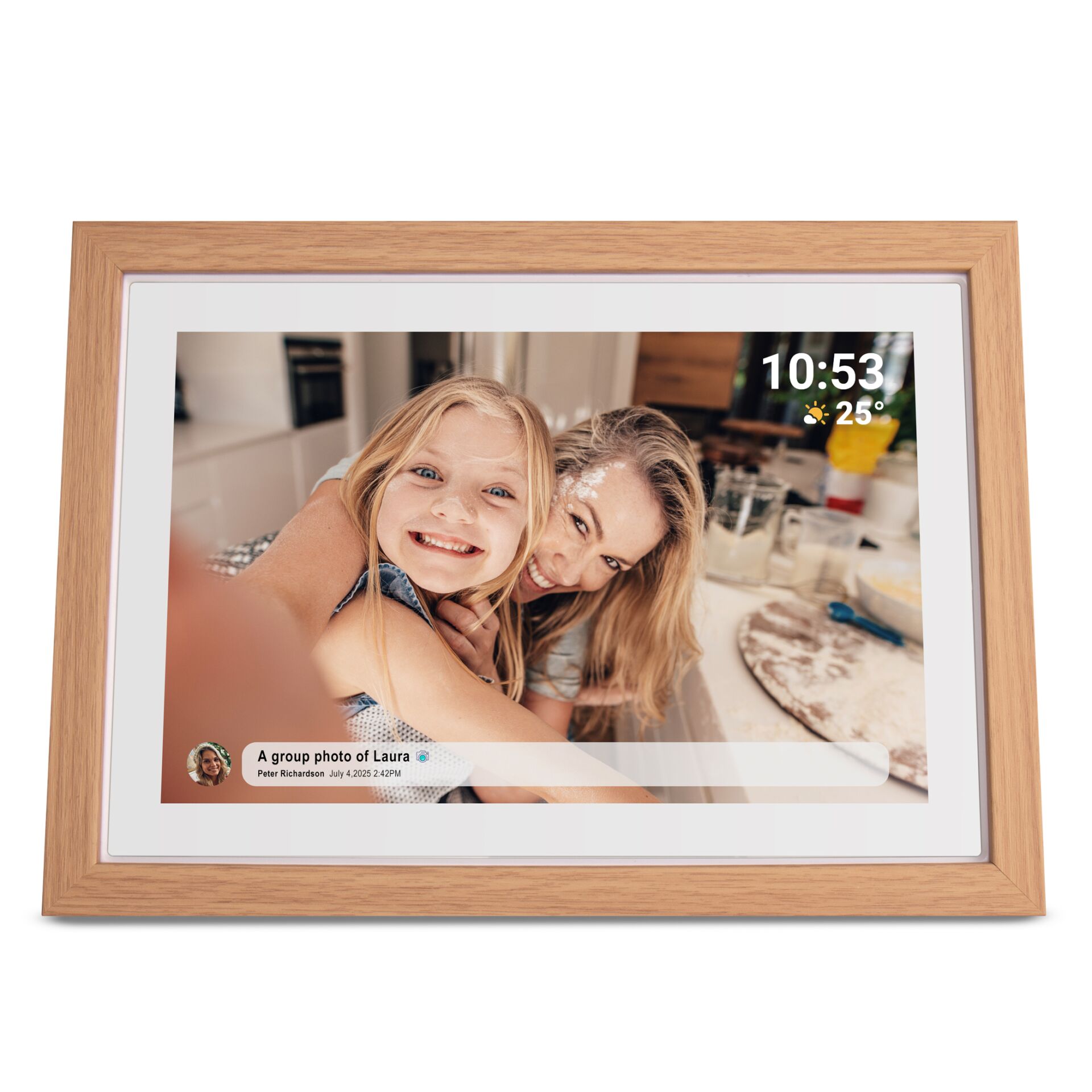 digital frame, holzrahmen, fotos, wanddekoration, lcd-display