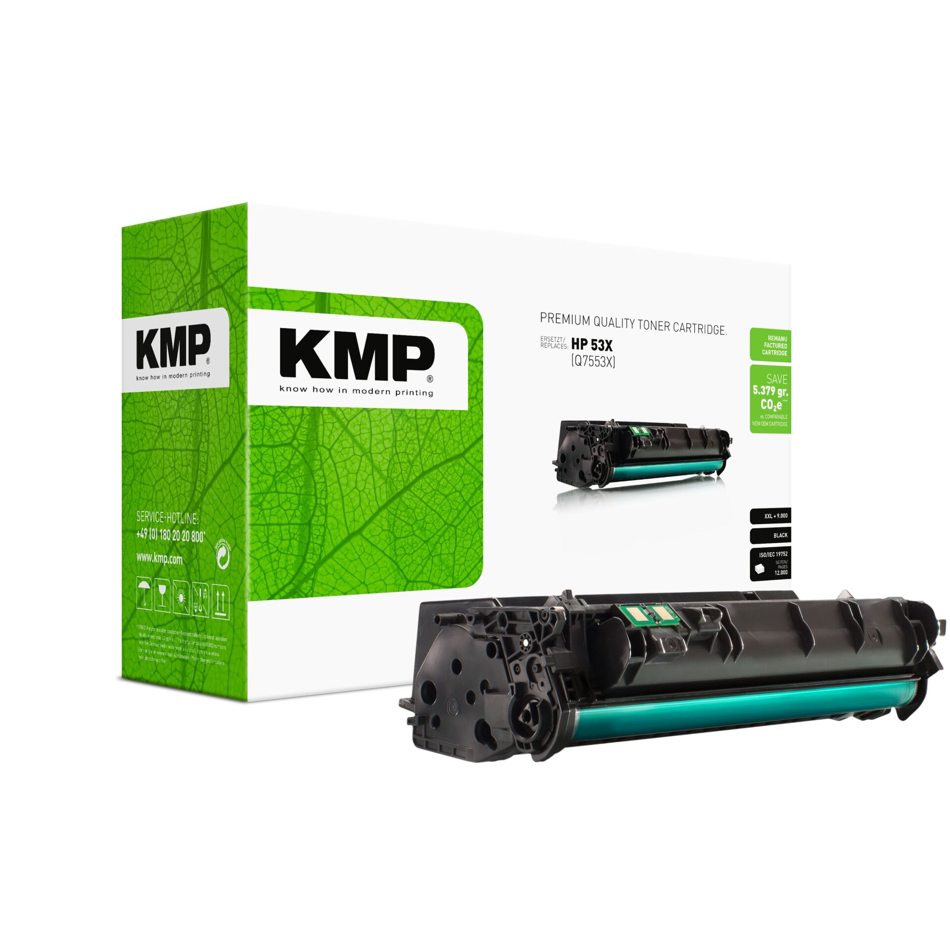 Werbung, Tonerpatrone, Druckerzubehör, Cyan-Tonröhre, HP 53X Kompatibilität, Grüne Verpackung