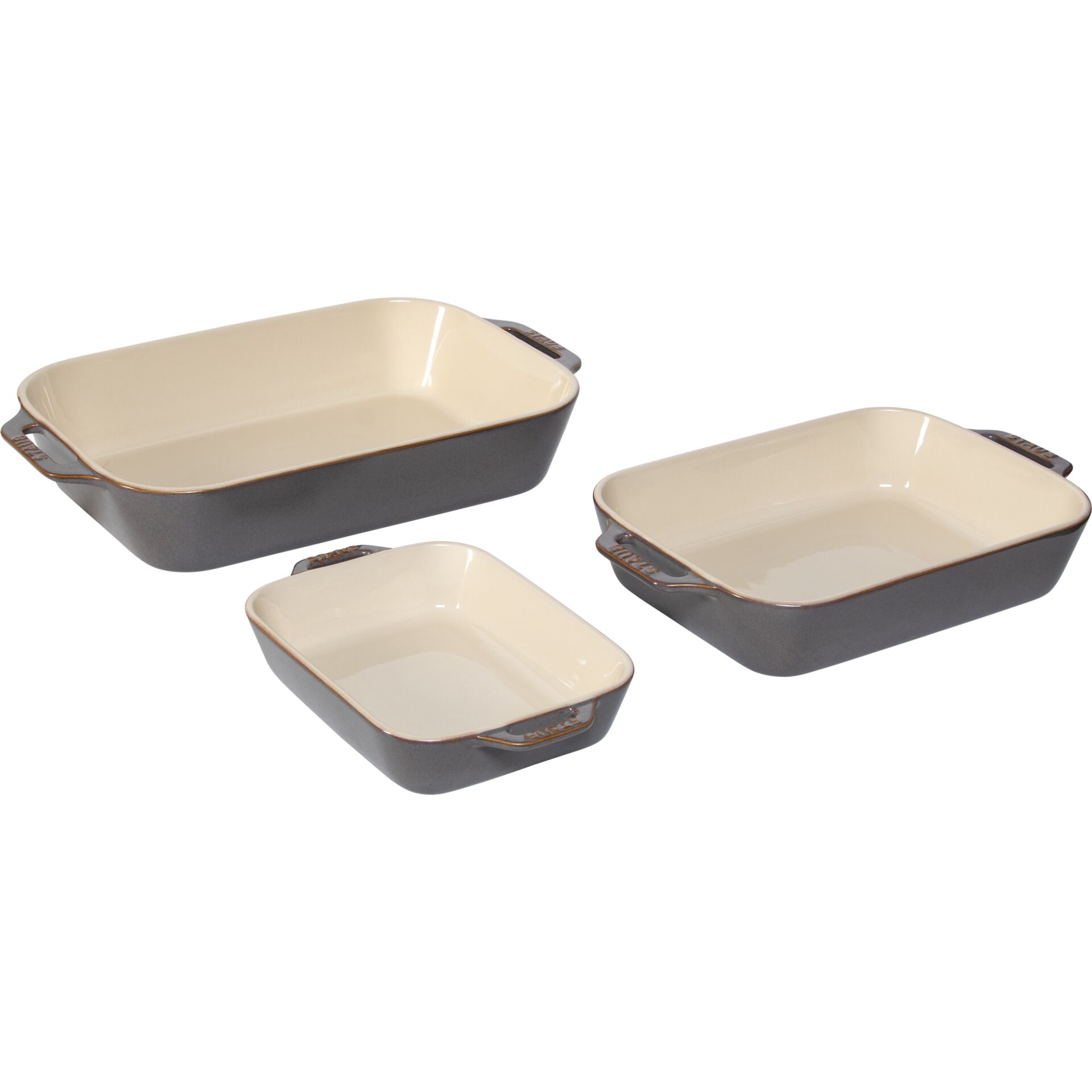 auflaufform, ofenform, granitendie, tonfarben, mehrteiliges-set