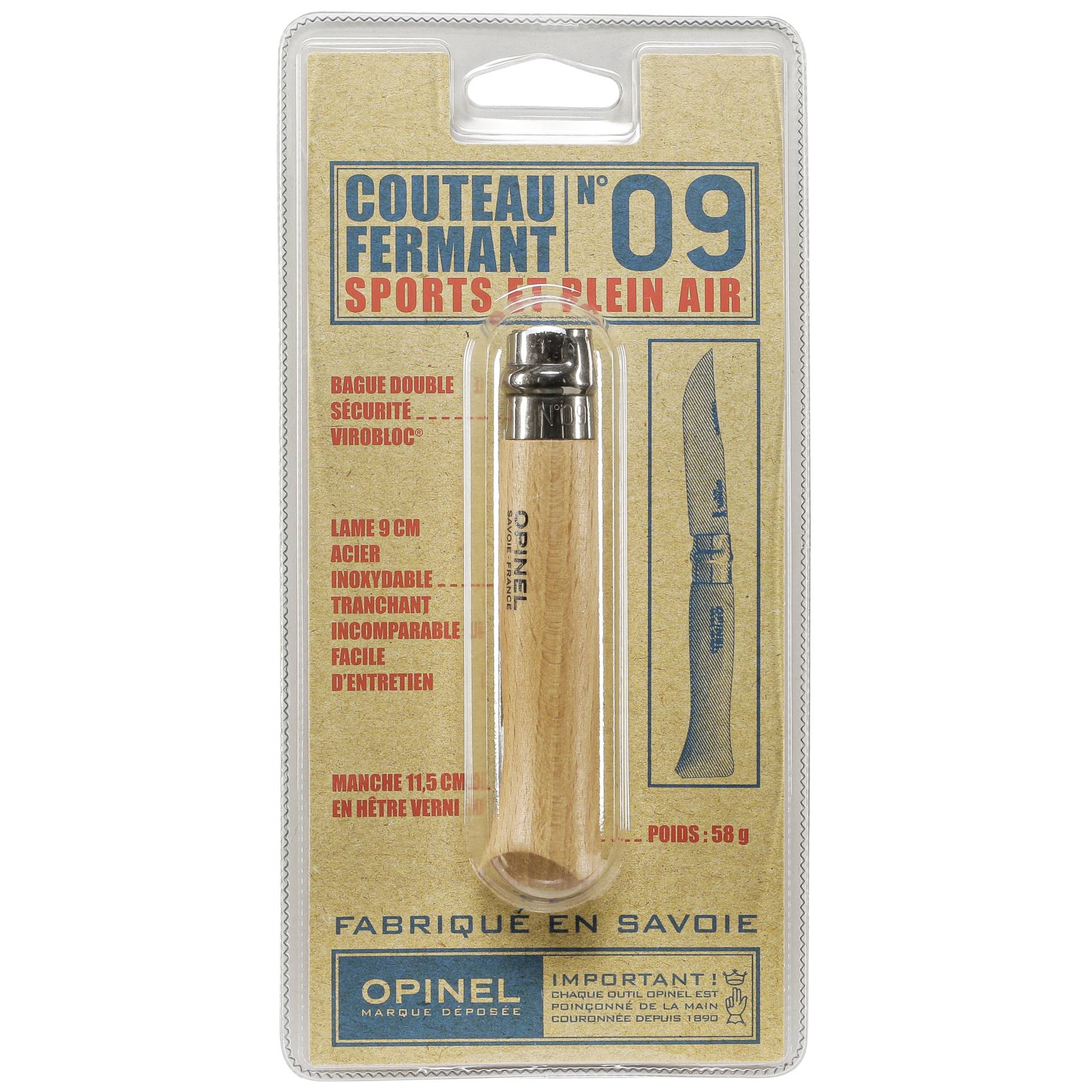 Opinel Taschenmesser No. 09  Edelstahlklinge mit Holzgriff