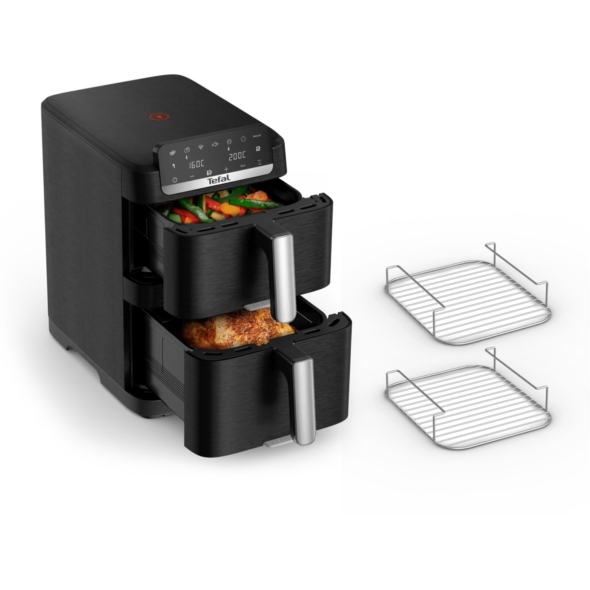 Airfryer, Doppelfrittierkorb, 7-in-1, Digitale Anzeige, Antihaft