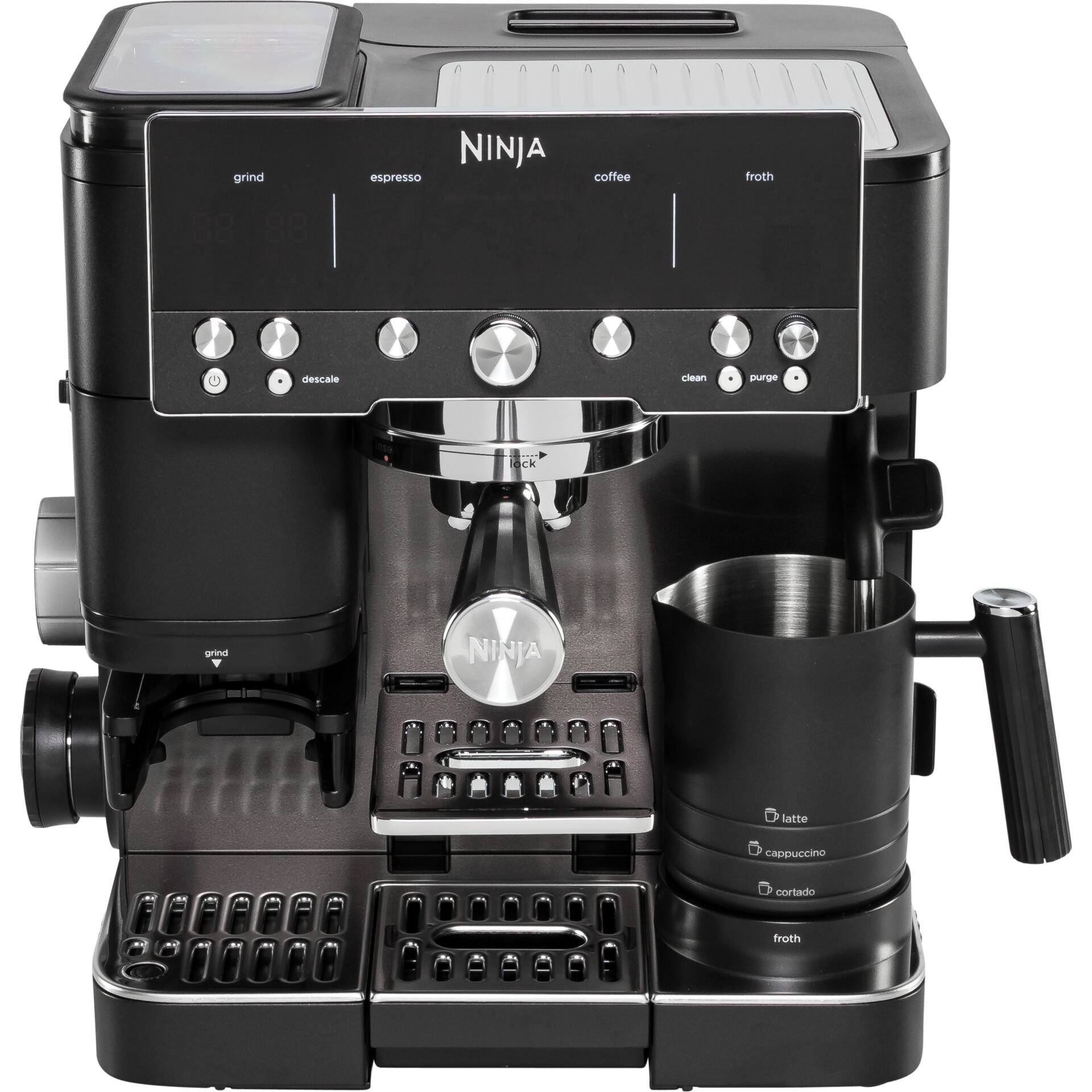 Pokal, Espresso-Maschine, Kaffeemaschine, Milchbehälter, Edelstahl, Schwarz
