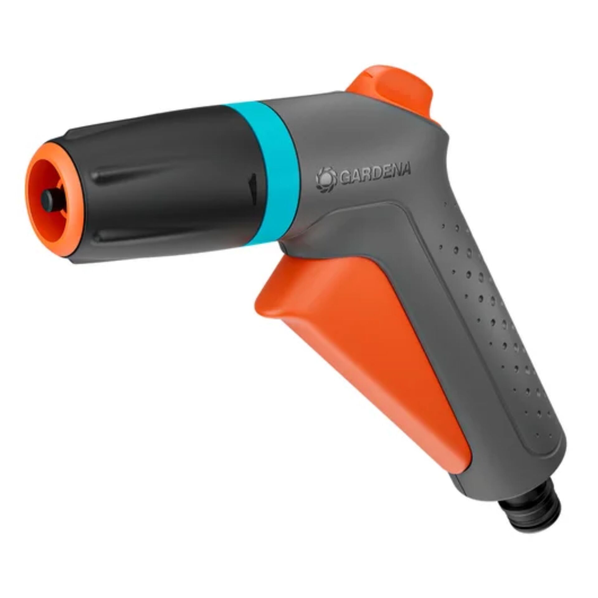 Gartenschlauch, Spritzpistole, Gartenbedarf, Griffbereich, orange/blau Akzent