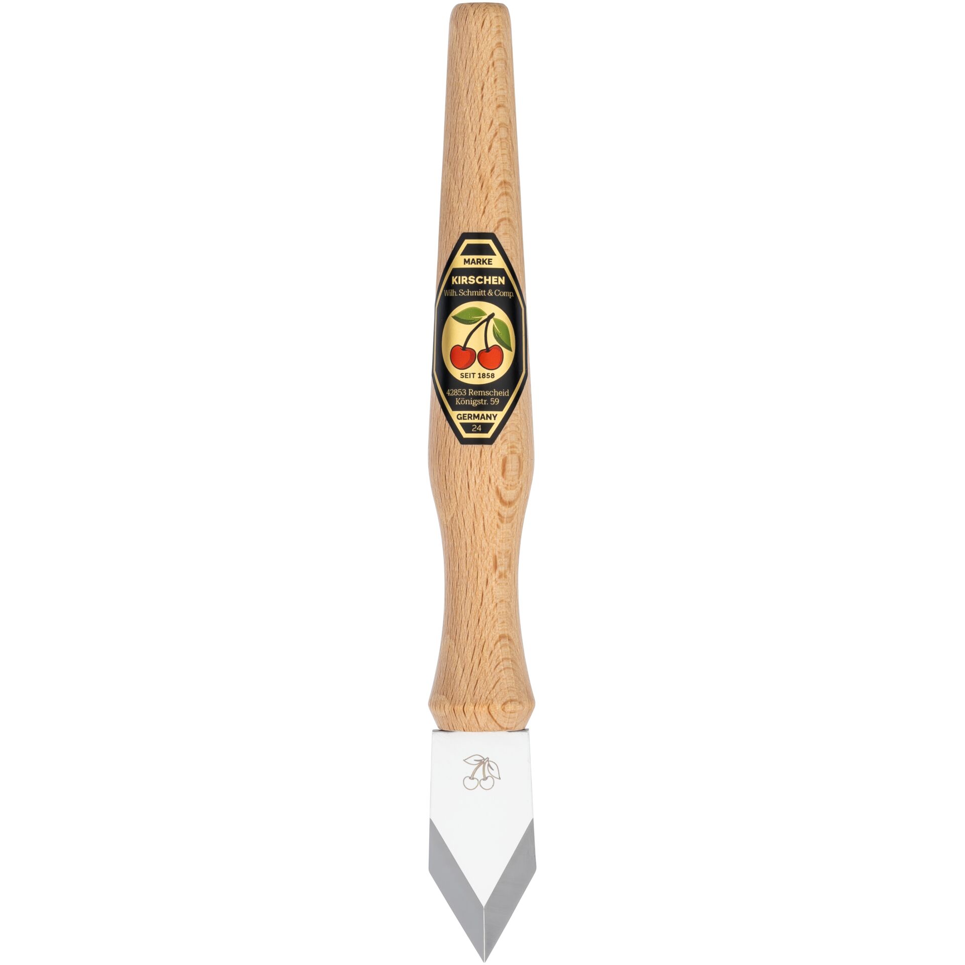 Holzhammer, Kirschen-Label, Holzgriff, Metallklinge, Käsemesser