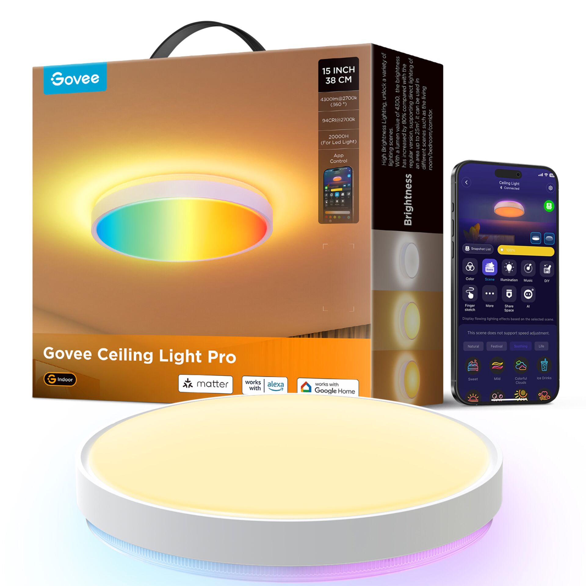 LED-licht, Deckenleuchte, Rund, RGB, Smart-Home