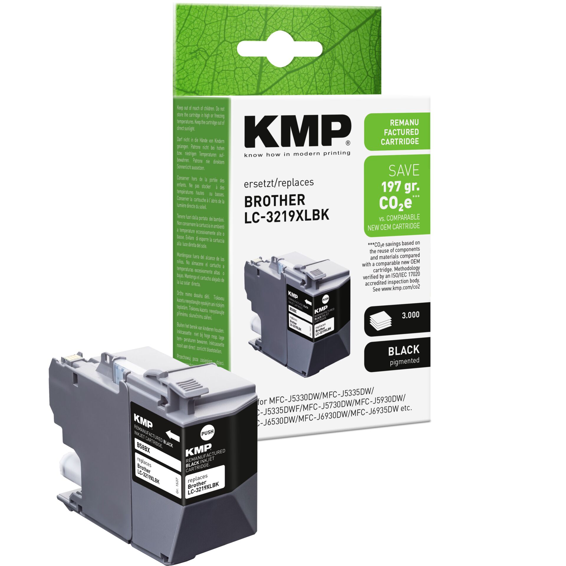 Adapter, Elektronik, Computer-Ausrüstung, Computerausrüstung, QR-Code, Tonerpatrone, Druckerpatrone, Schwarzpigment, LC-3219XLBK, KMP-Patrone