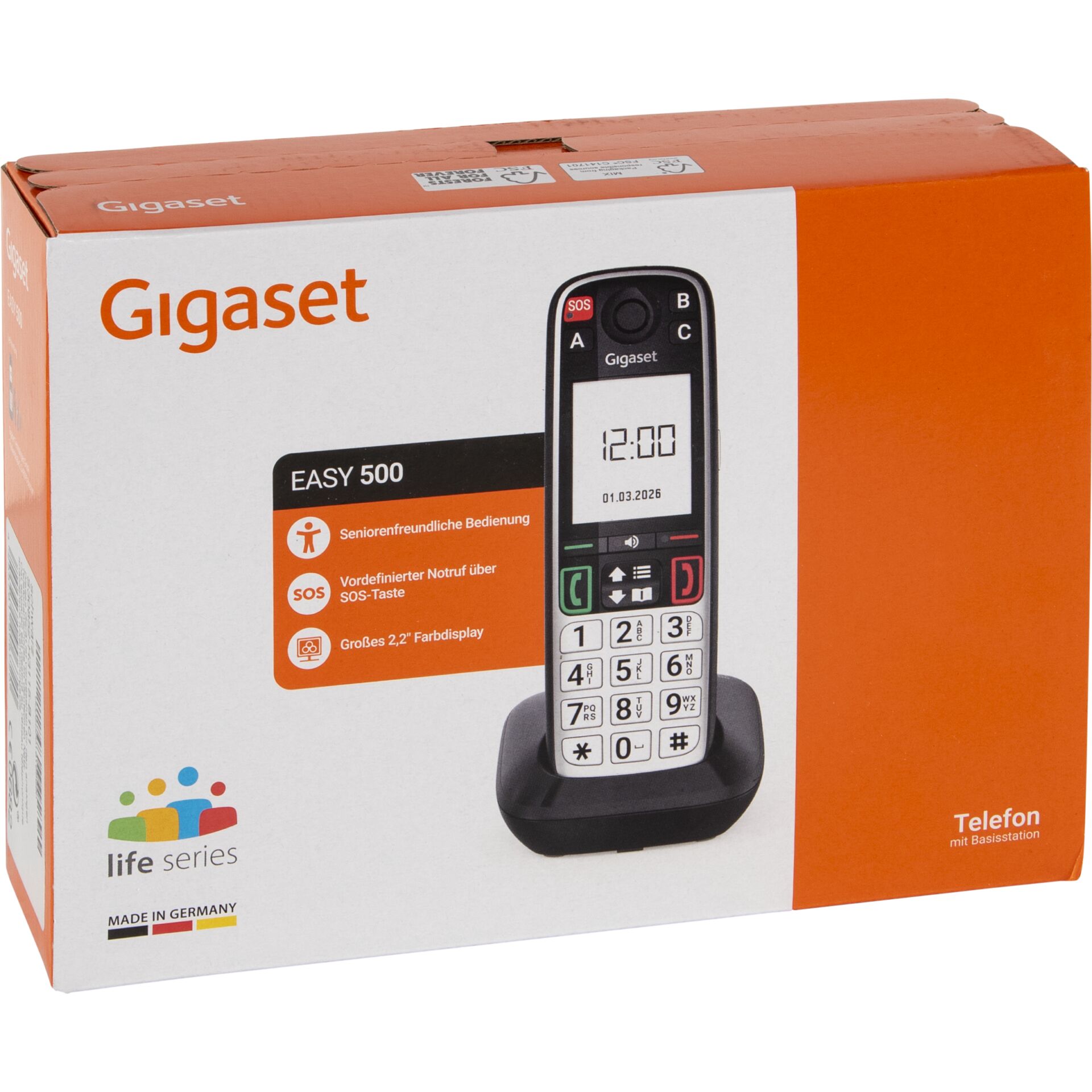 Gigaset Easy 500, Festnetztelefon, DECT-Telefon, Anrufbeantworter, Basisstation