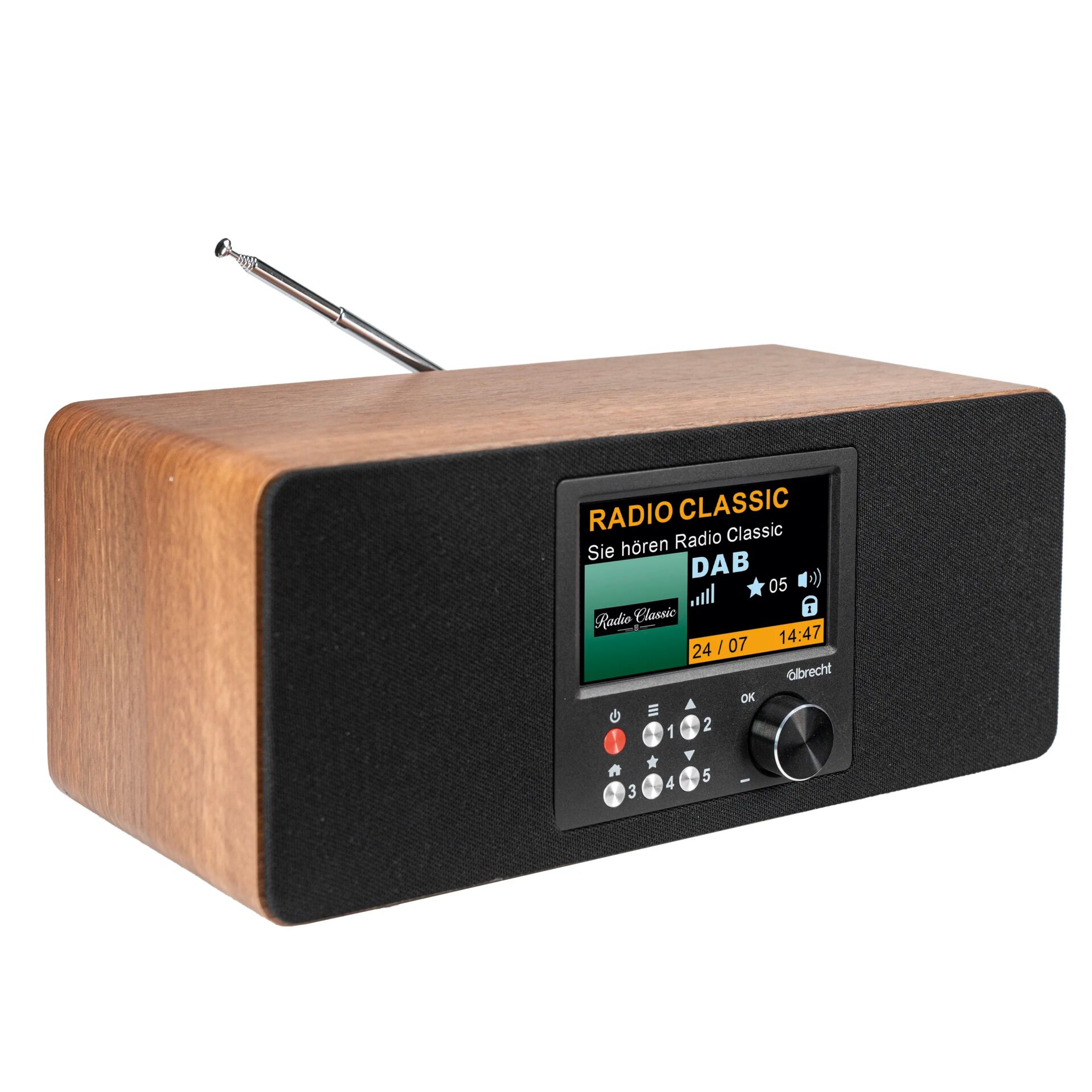 Radiowecker, DAB, Holz Front, Digital Display, UKW/Antenne