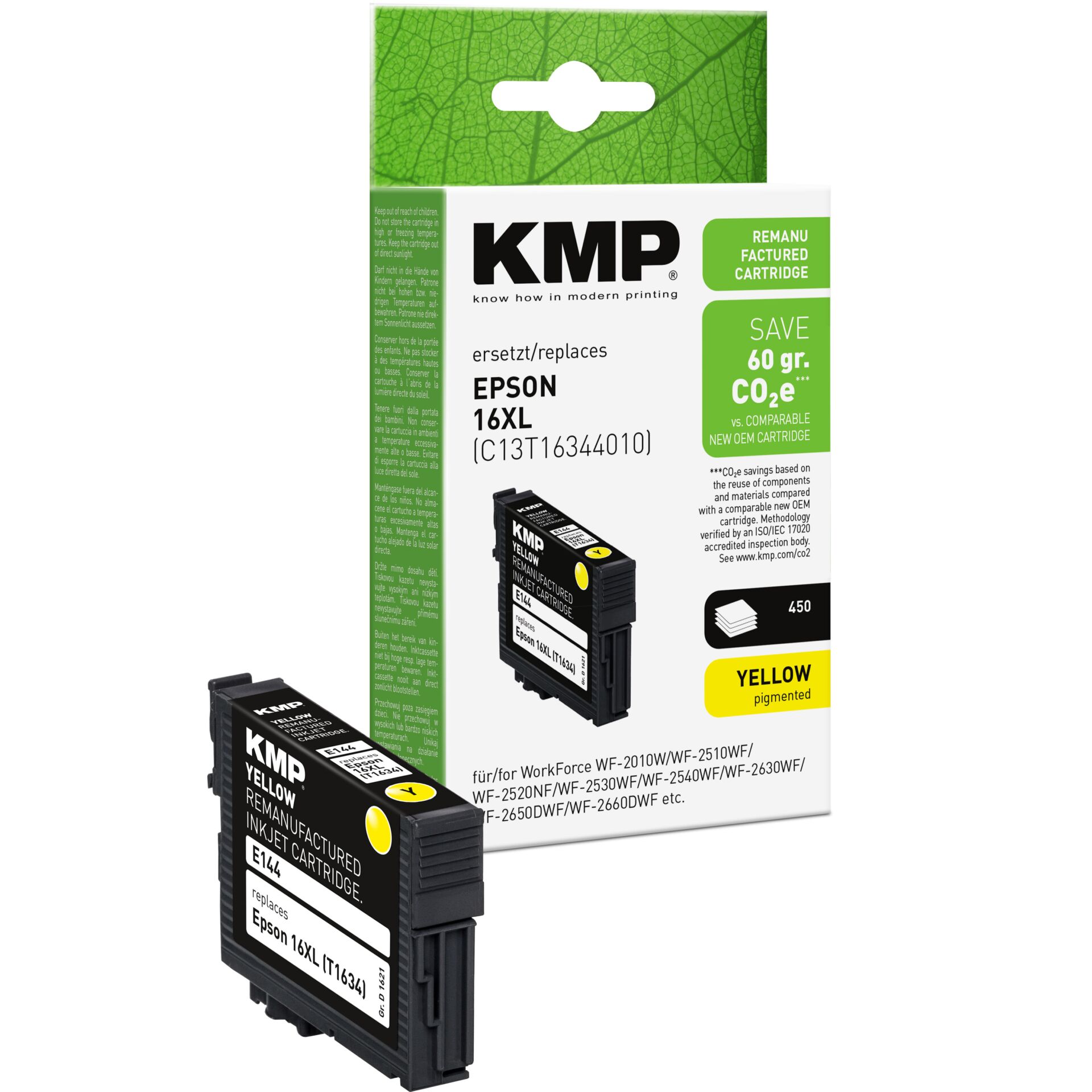Adapter, Elektronik, Computer-Ausrüstung, Computerausrüstung, QR-Code, Tintenpatrone, Ersatzpatrone, Epson 16XL, Gelb, KMP kompatibel
