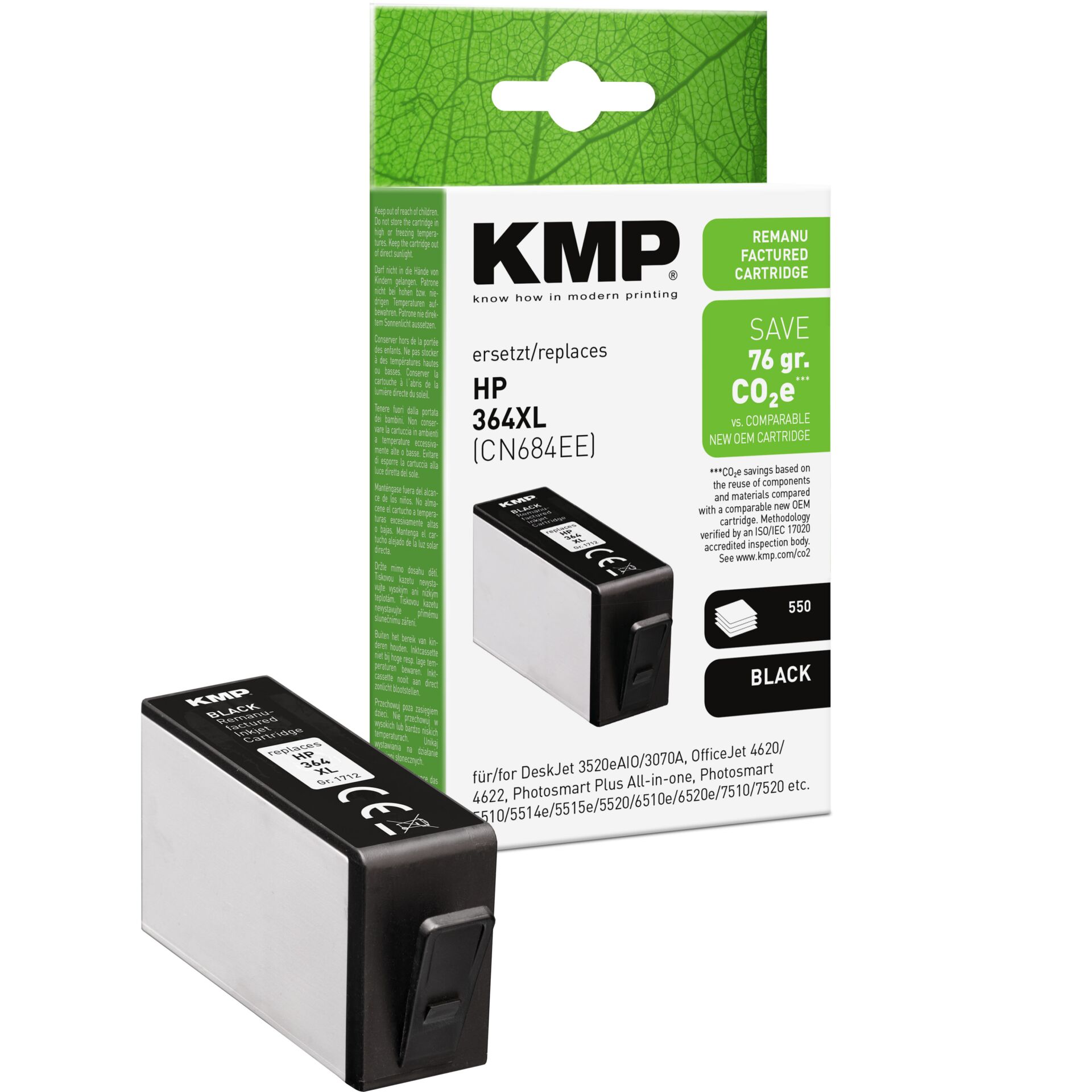 Adapter, Elektronik, Adapter, Elektronik, Tintenpatrone, HP 364XL, schwarz, KMP ersatzpatrone, CO2-effizient