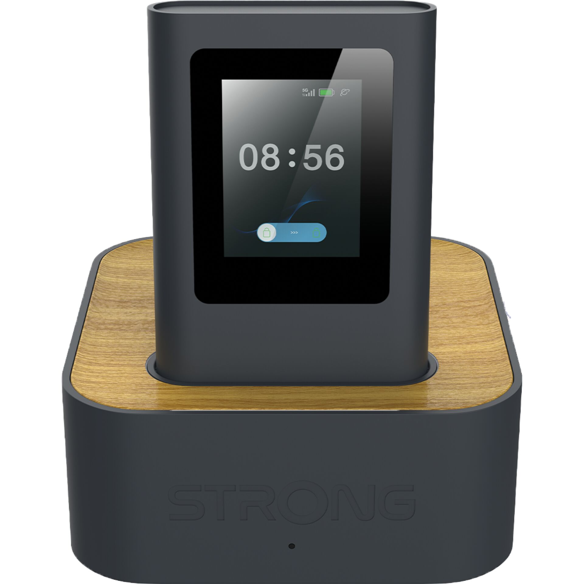 Smart lock, Türschloss, Fingerabdrucksensor, Holzbasis, Kabelloses Laden
