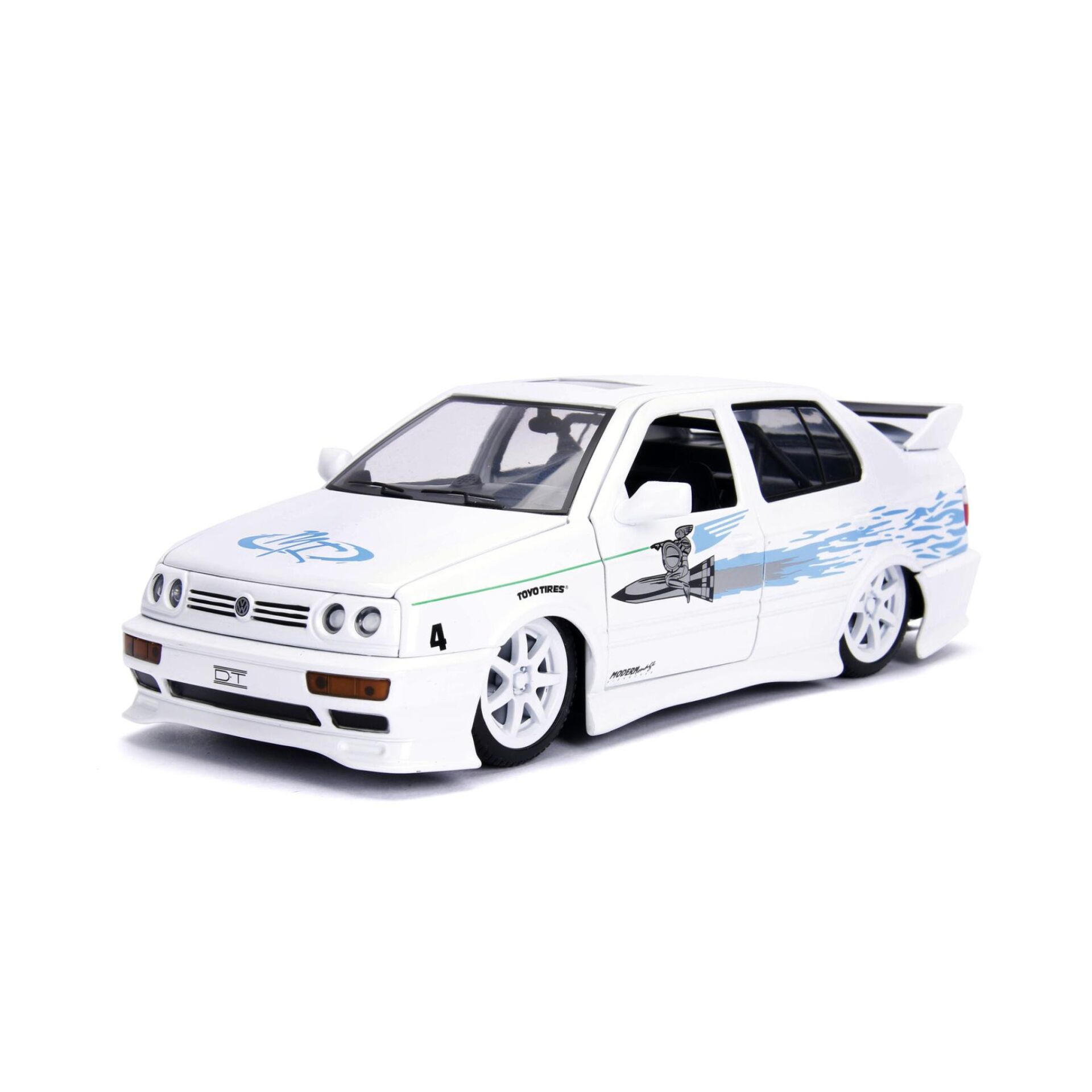 Modelauto, Weißes Auto, Rennaufkleber, Weißes Rad, Sportspoiler