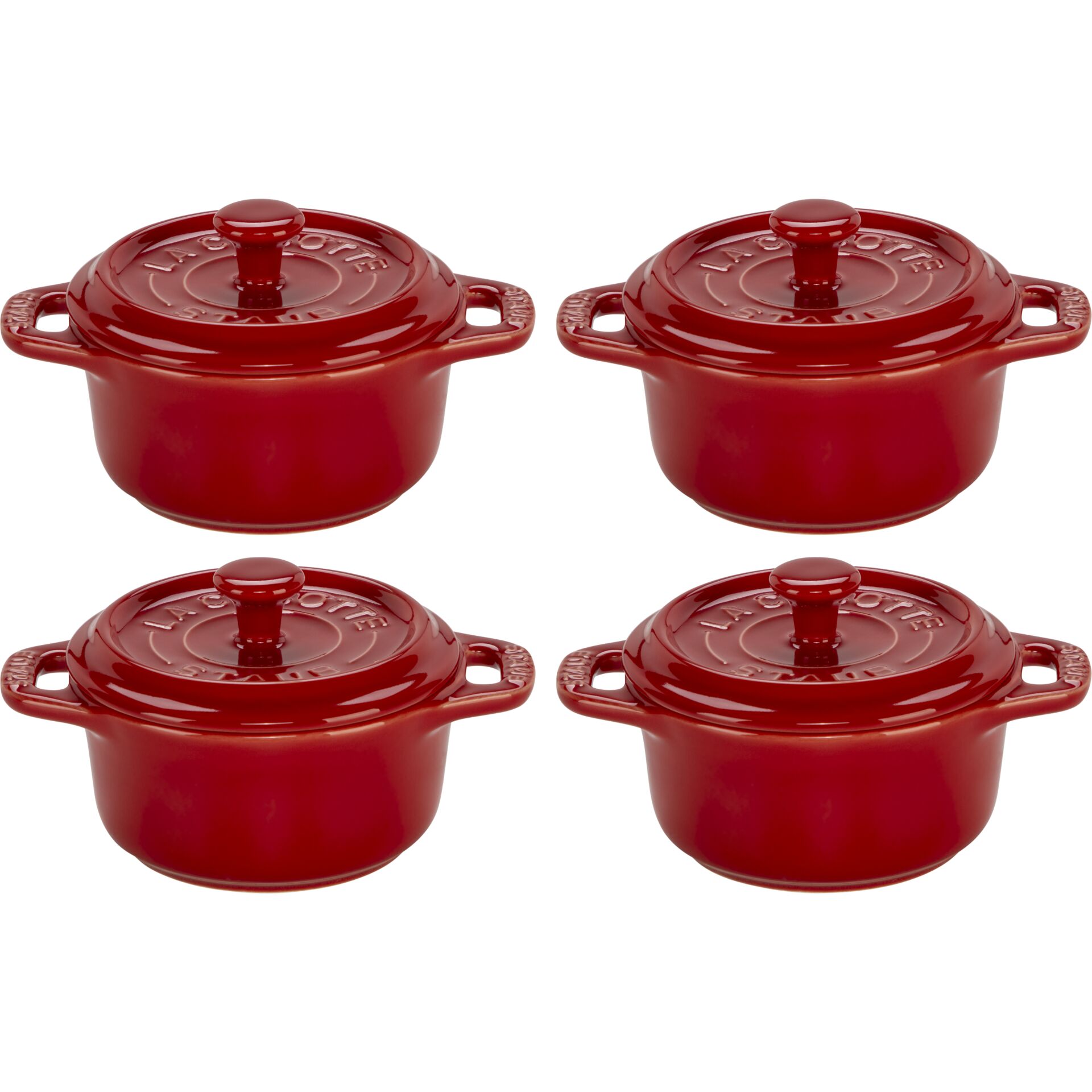 Kochtopf, Mini-Topfset, Gusseisen, rot, Backofenfest