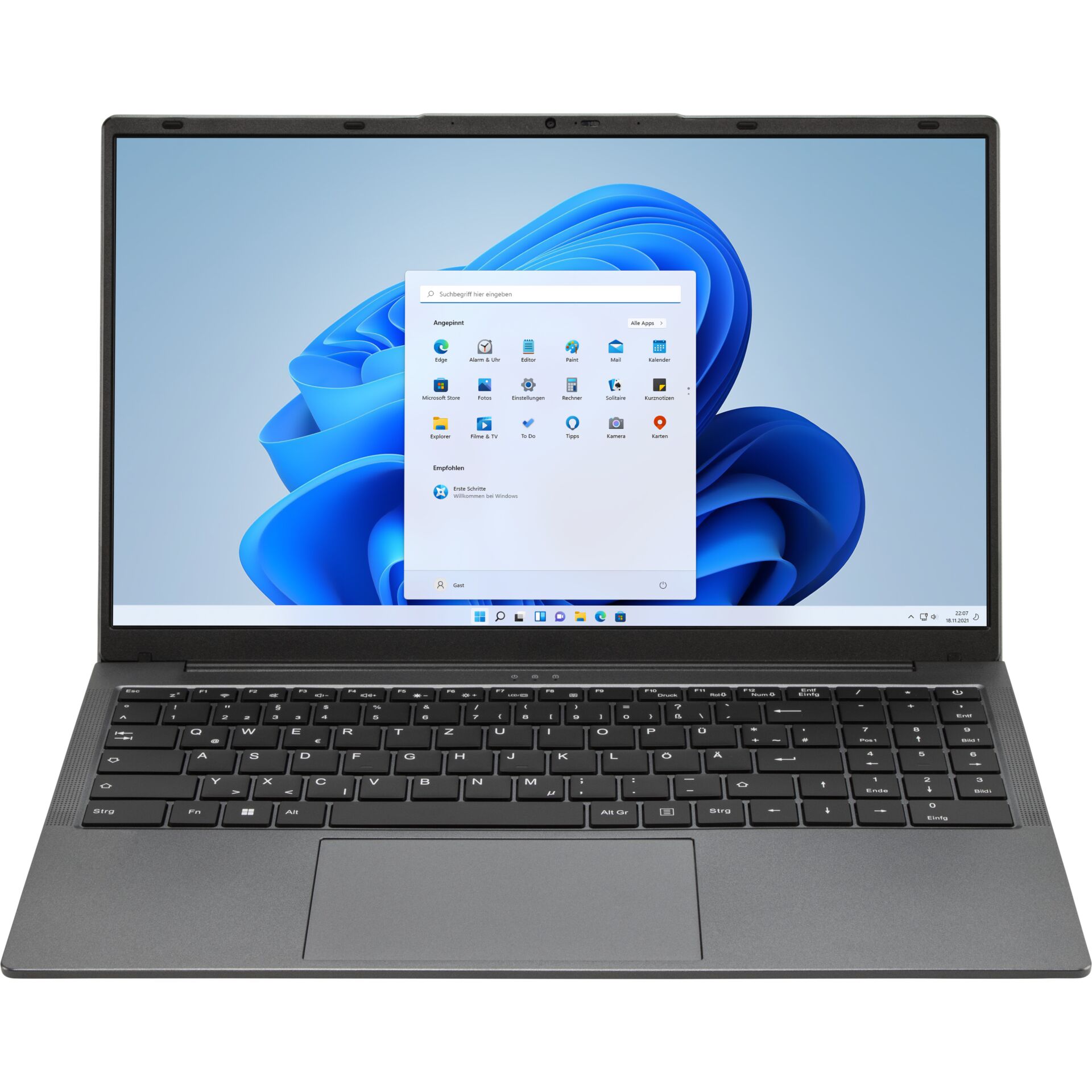 laptop, notebook, windows-laptop, silbergrau, tastatur