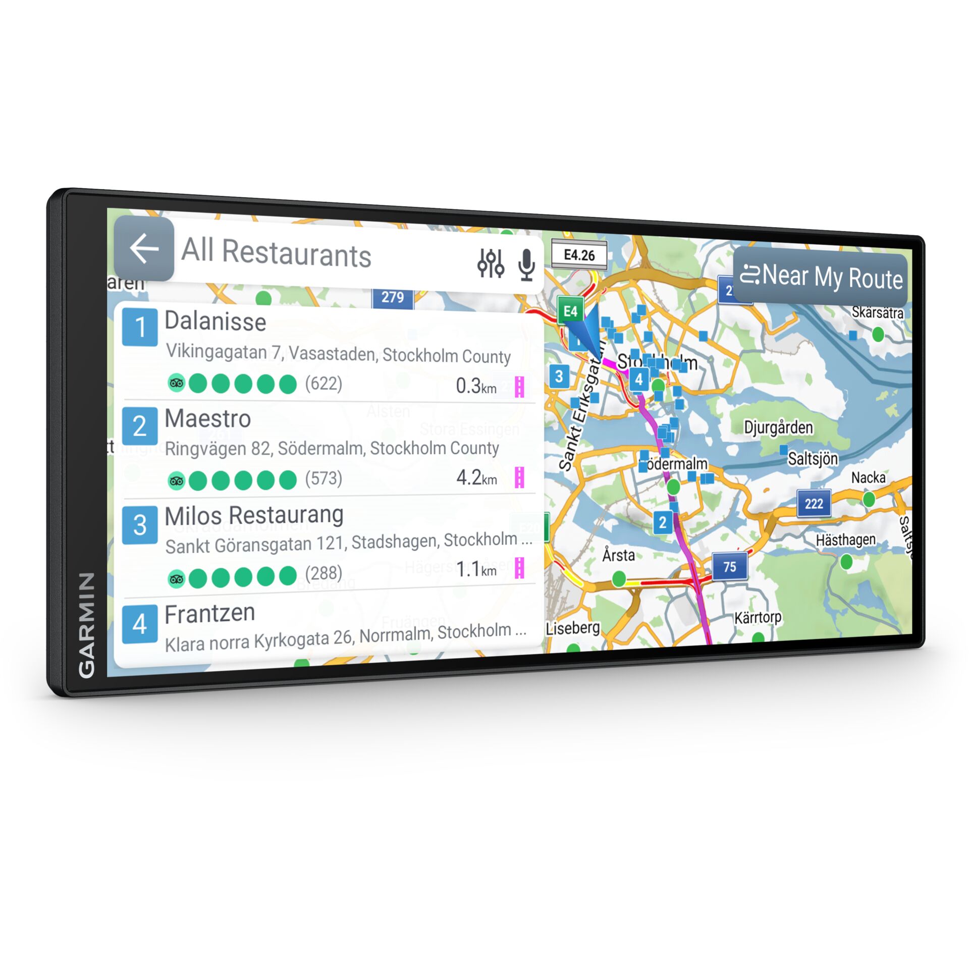 Navigationsgerät, Touchscreen, Kfz-Navigation, Kartenanzeige, schwarzes Gehäuse