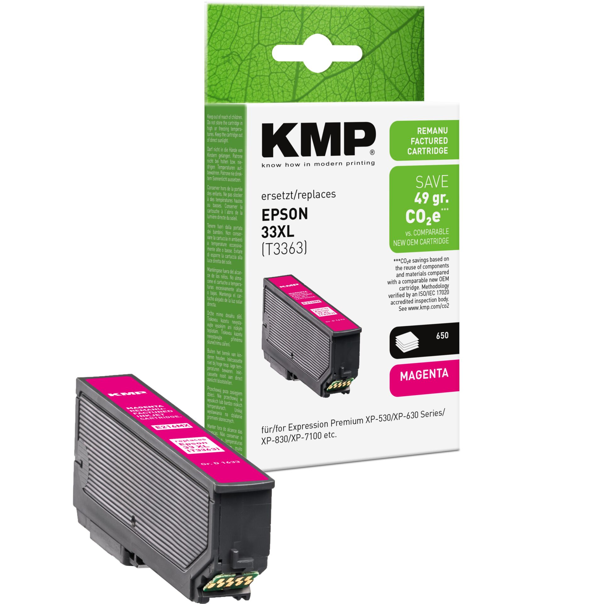 Adapter, Elektronik, QR Code, Tonerpatrone, Druckerpatrone, Magenta, EPSON, KMP T3363