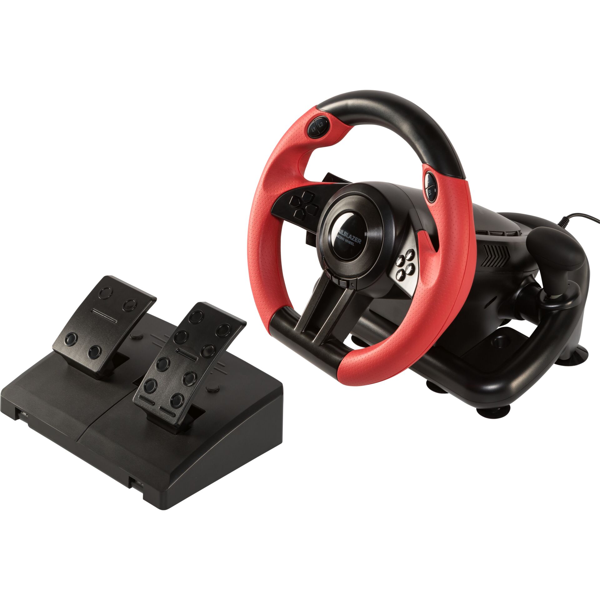 Gaming steering wheel, Pedals, Rot schwarz, USB-Verbindung, Gas Bremse Pedale