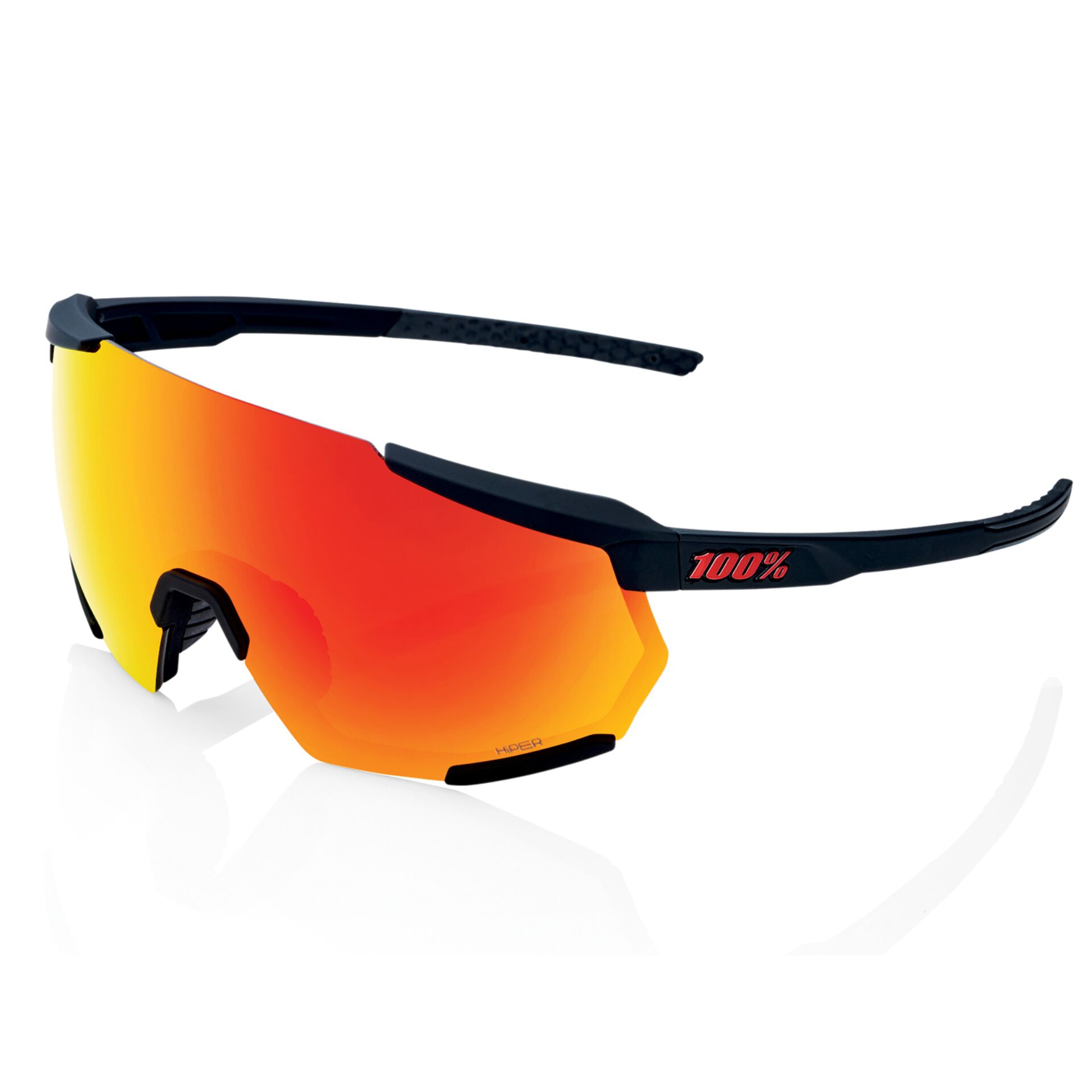 Sportbrille, Schwarz-Orange, Reflektierende Scheiben, Geschwindigkeitsbrille, Einzelrahmen