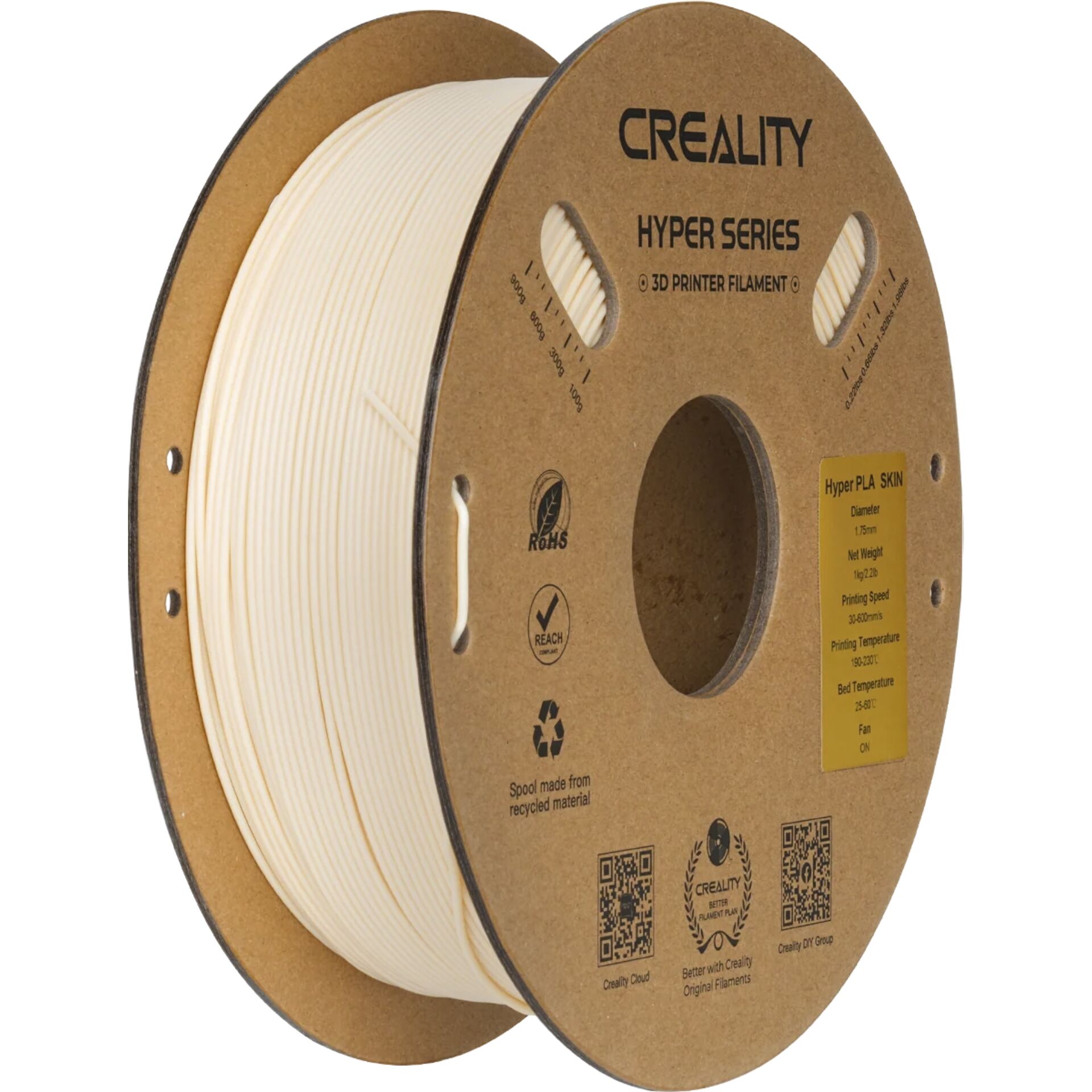 3D-Druck-Filament, PLA-Farbton Hautfarbe, Spule, beige, HYPER SERIES