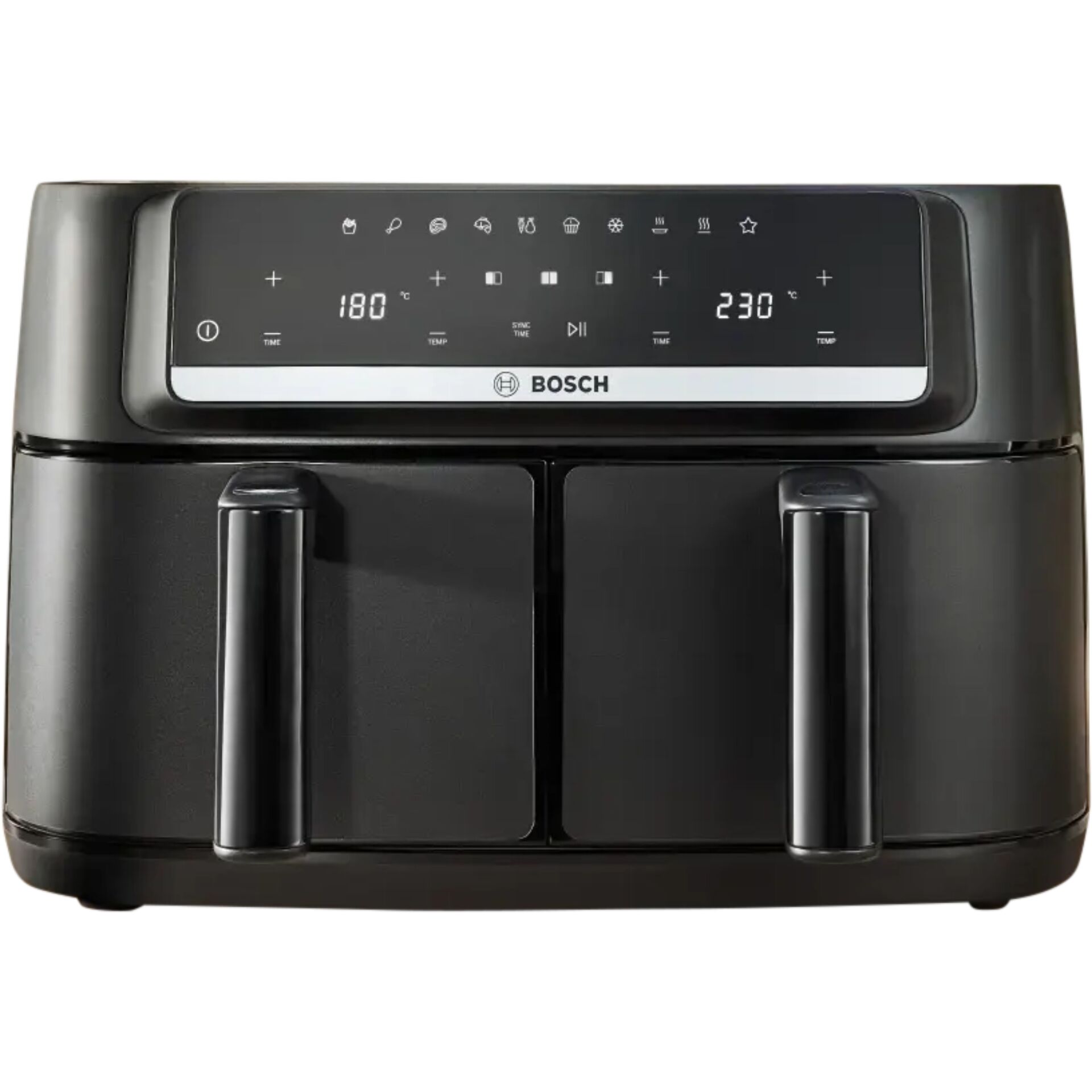 Fritteuse (Luft), Touch-Bedienung, Doppelkorb, Schwarz, Bosch, Airfryer, Backblech, Schwarze Farbe, Digitales Display, Bosch