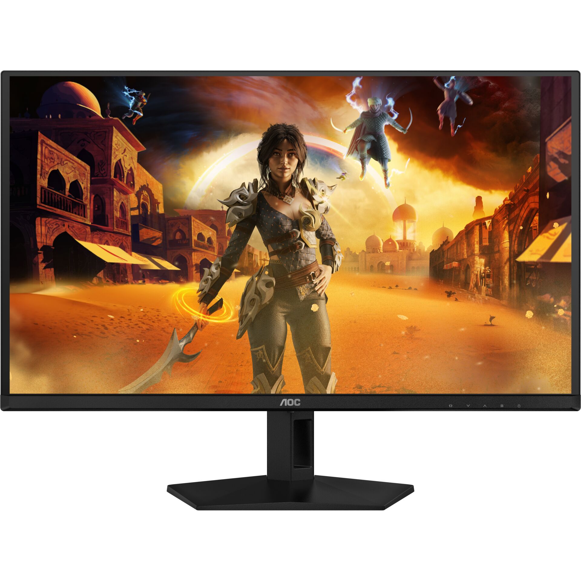 Gaming-Monitor, Schwarzes Gehäuse, Flachbildschirm, Standfuß, AOC-Logo