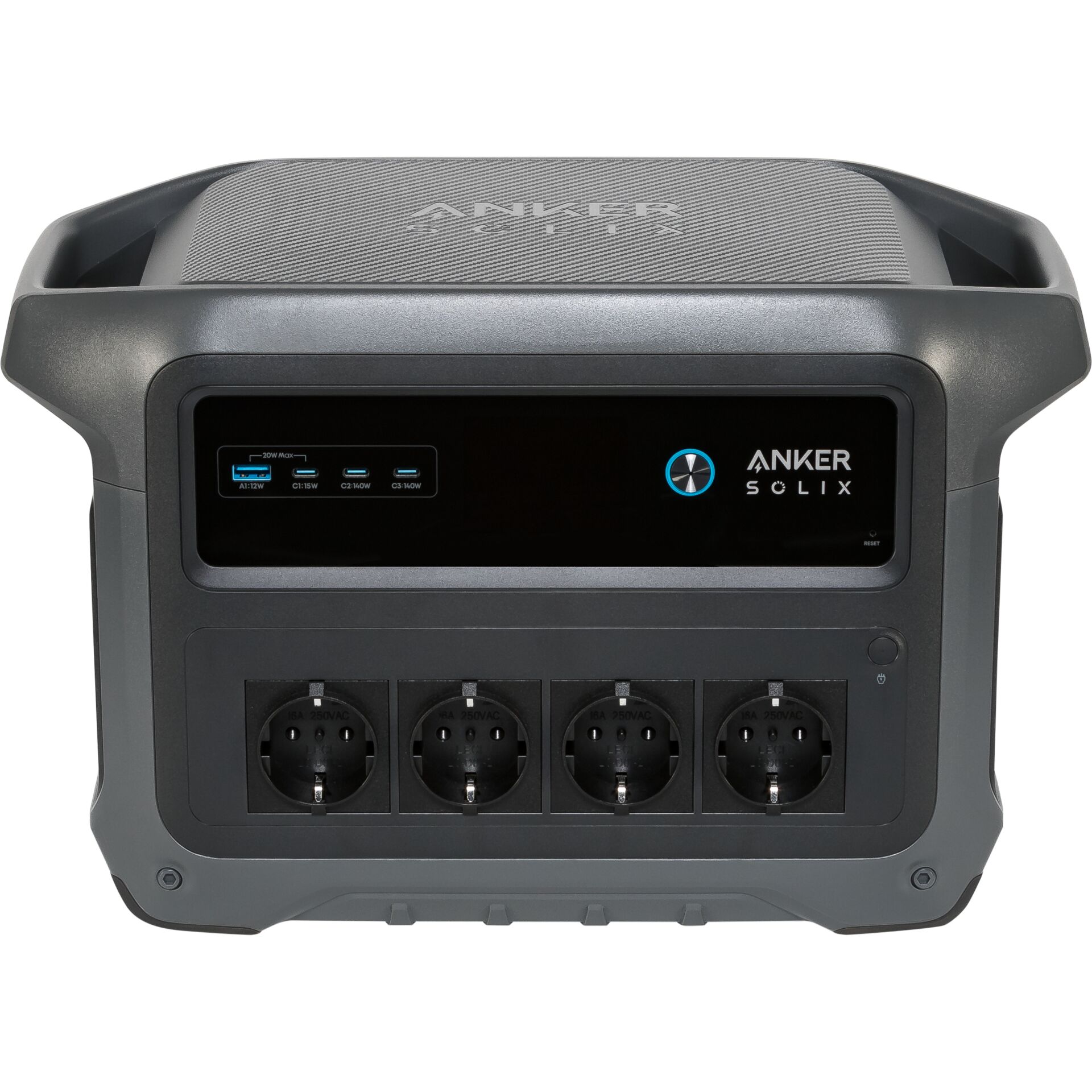 Stromverteiler, Power Station, USB-C, Gummi/Metall, 4 Steckdosen