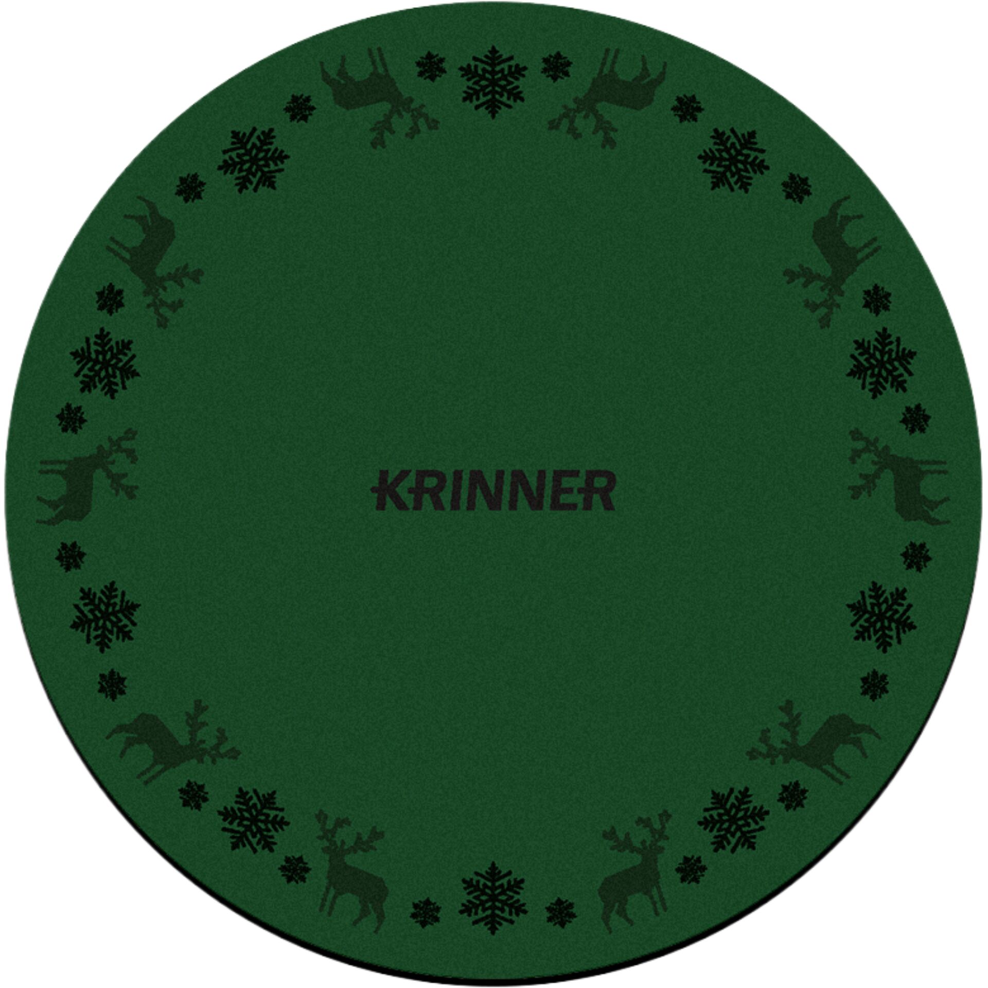 runder tapis, grün, Schneeflocken, Hirsche, Kränner Schriftzug