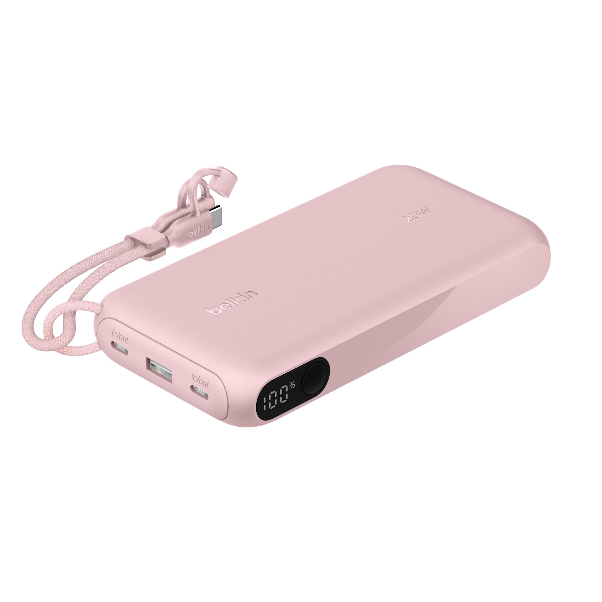 Powerbank, USB-C, Rosa, Digitale Anzeige, In/Out