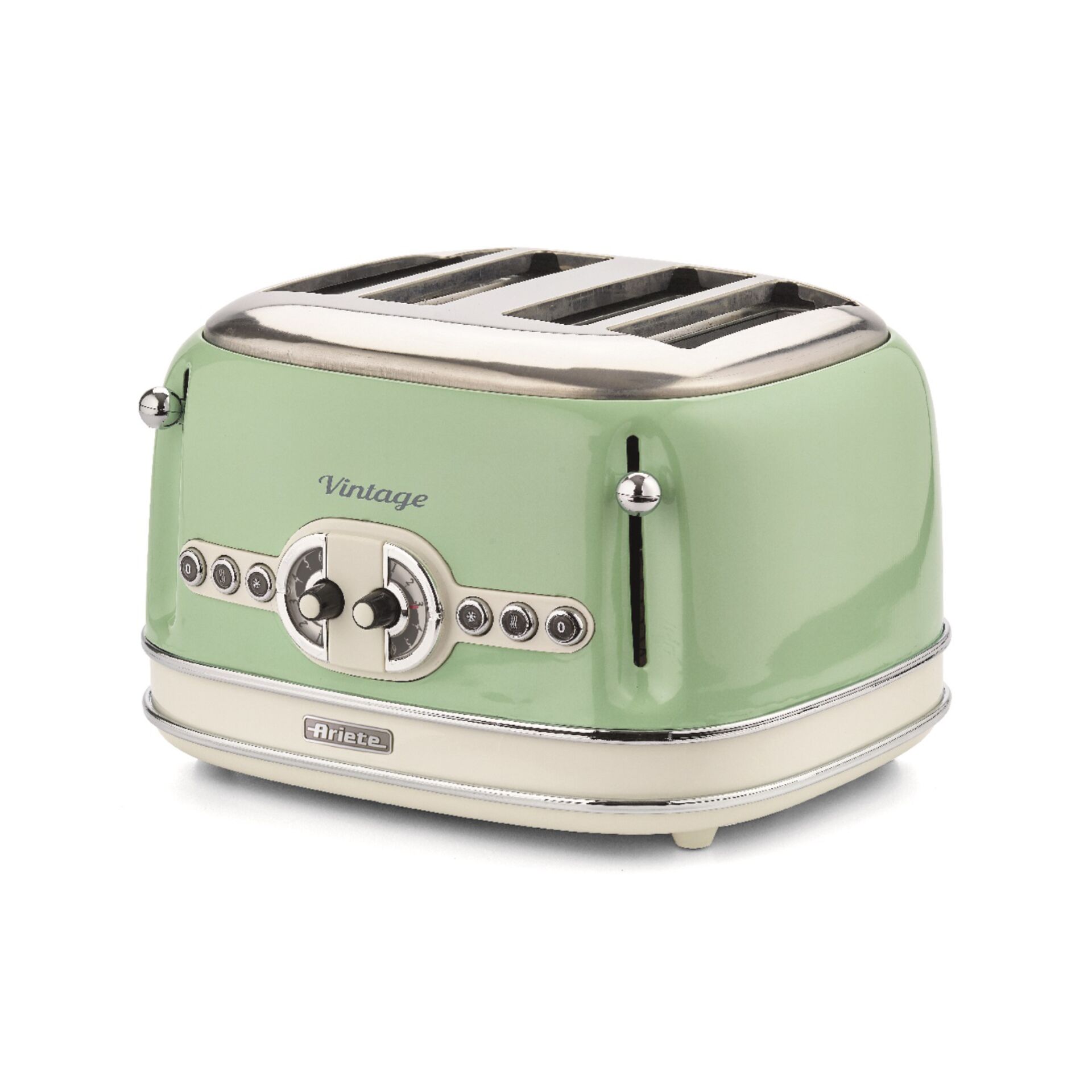 Toaster, Two-slice, Grün, Retro, Edelstahl-Details