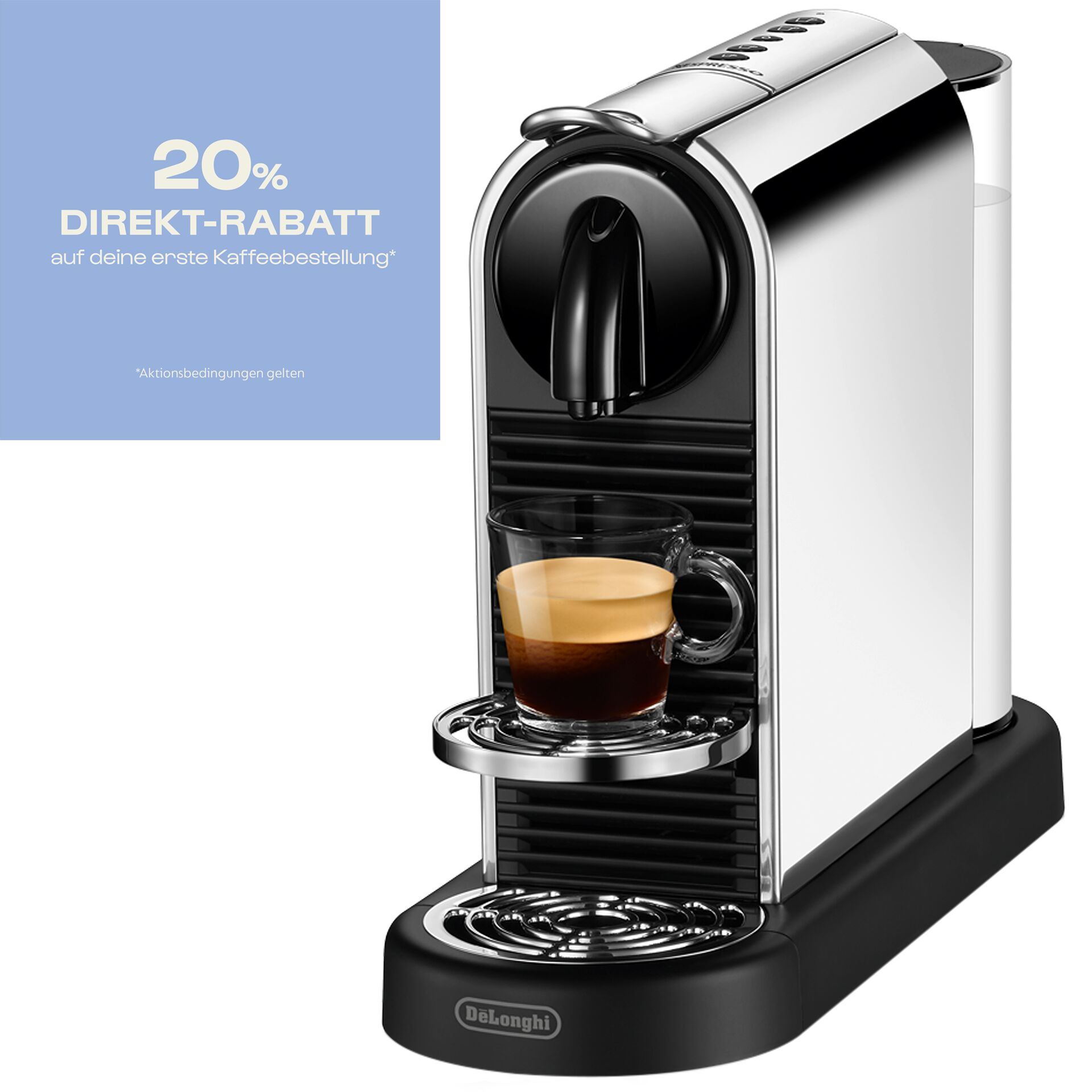 Pokal, Getränk, Kaffee, Kaffeetasse, Espresso, Kaffeekapselmaschine, Espressomaschine, Kaffeezubereitung, Kapselsystem, Chrom/Schwarz, Kaffeemaschine, Espressomaschine, Kapselmaschine, Tassenportion, Chrom/Metallic