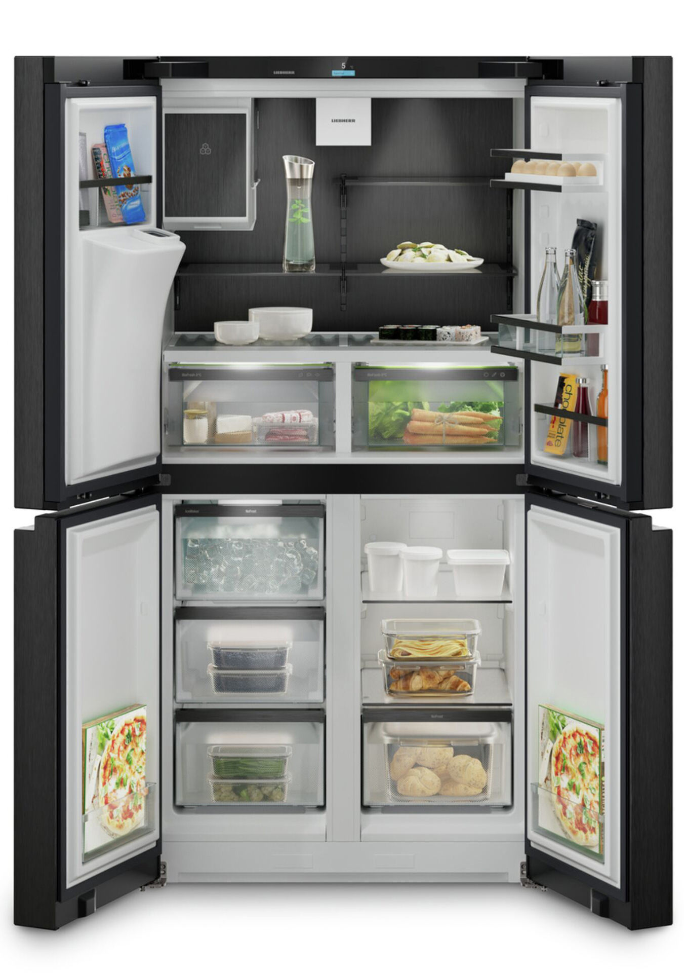 Kühlschrank, Weiß, Schwarz, Multitür, Gefrierfach