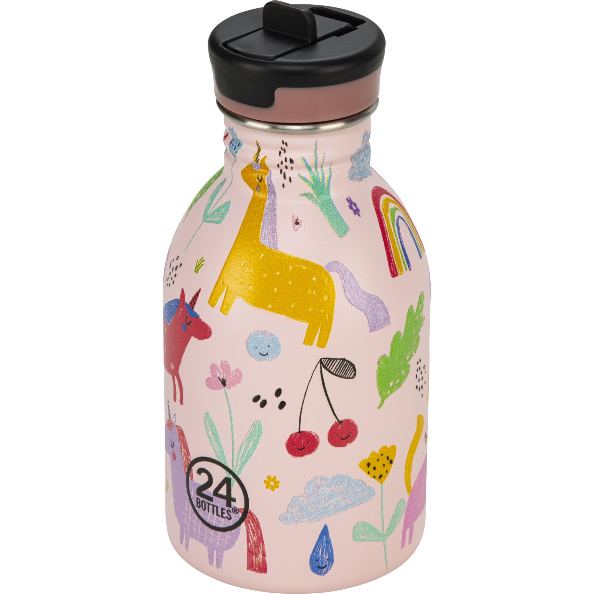 Wasserflasche, Kinder, Pink, Muster, Edelstahl