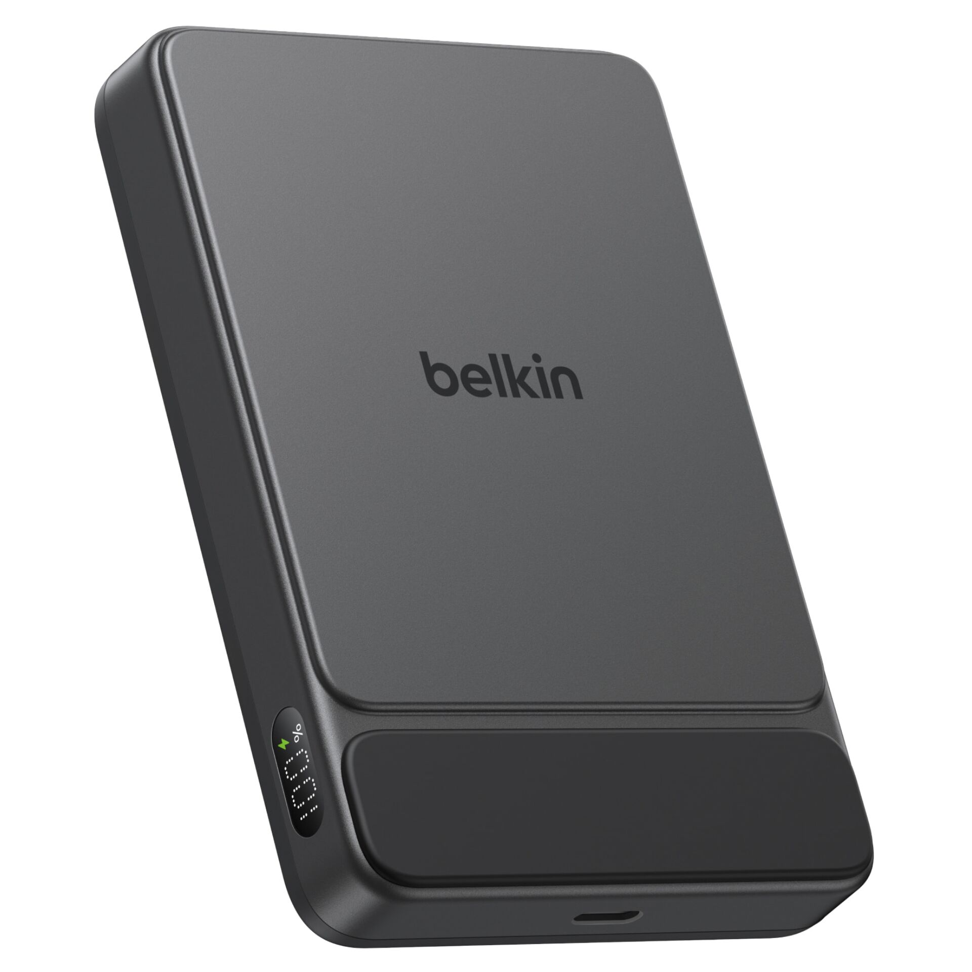 Power Bank, USB-C, Kabellose Ladefunktion, Ladepad, Glänzendes Schwarz