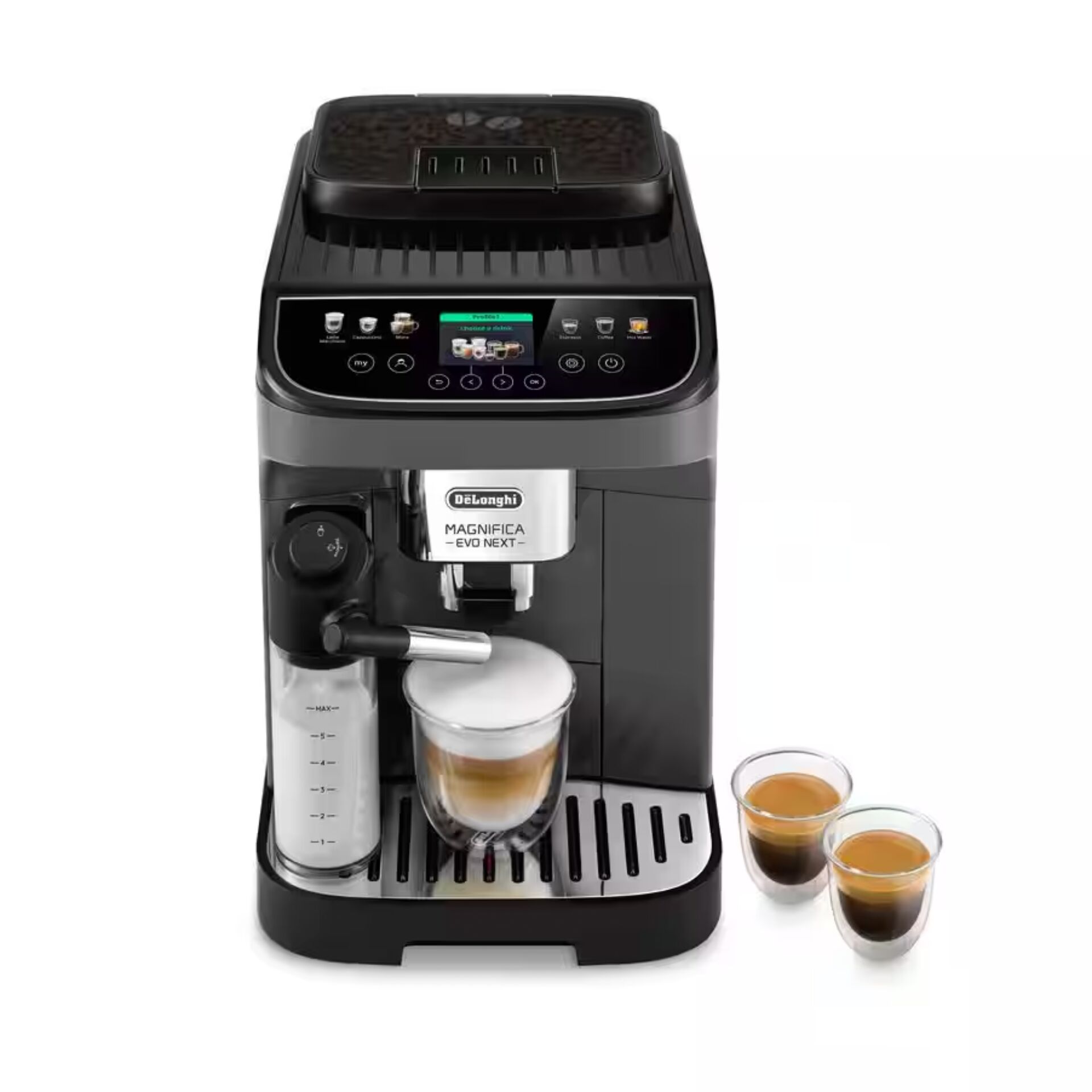 Kaffeemaschine, Espressomaschine, Gehäuse schwarz, Milchschaum, Kaffeezubereitung
