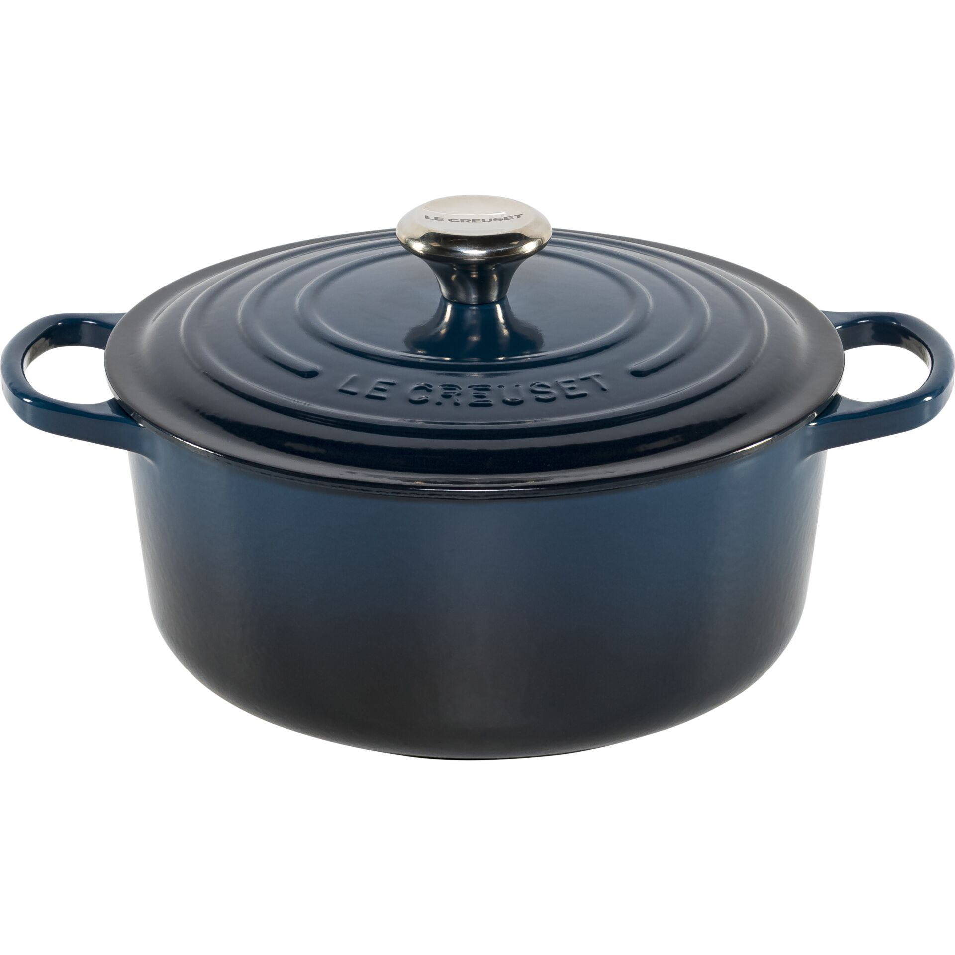 Dutch oven, Gusseisen, blau, Deckel, zwei Griffe
